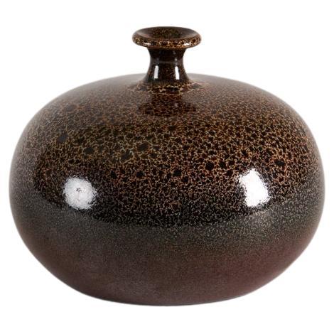 Yngve Blixt, Vase with Brown Speckled Glaze, Sweden, 1970s For Sale