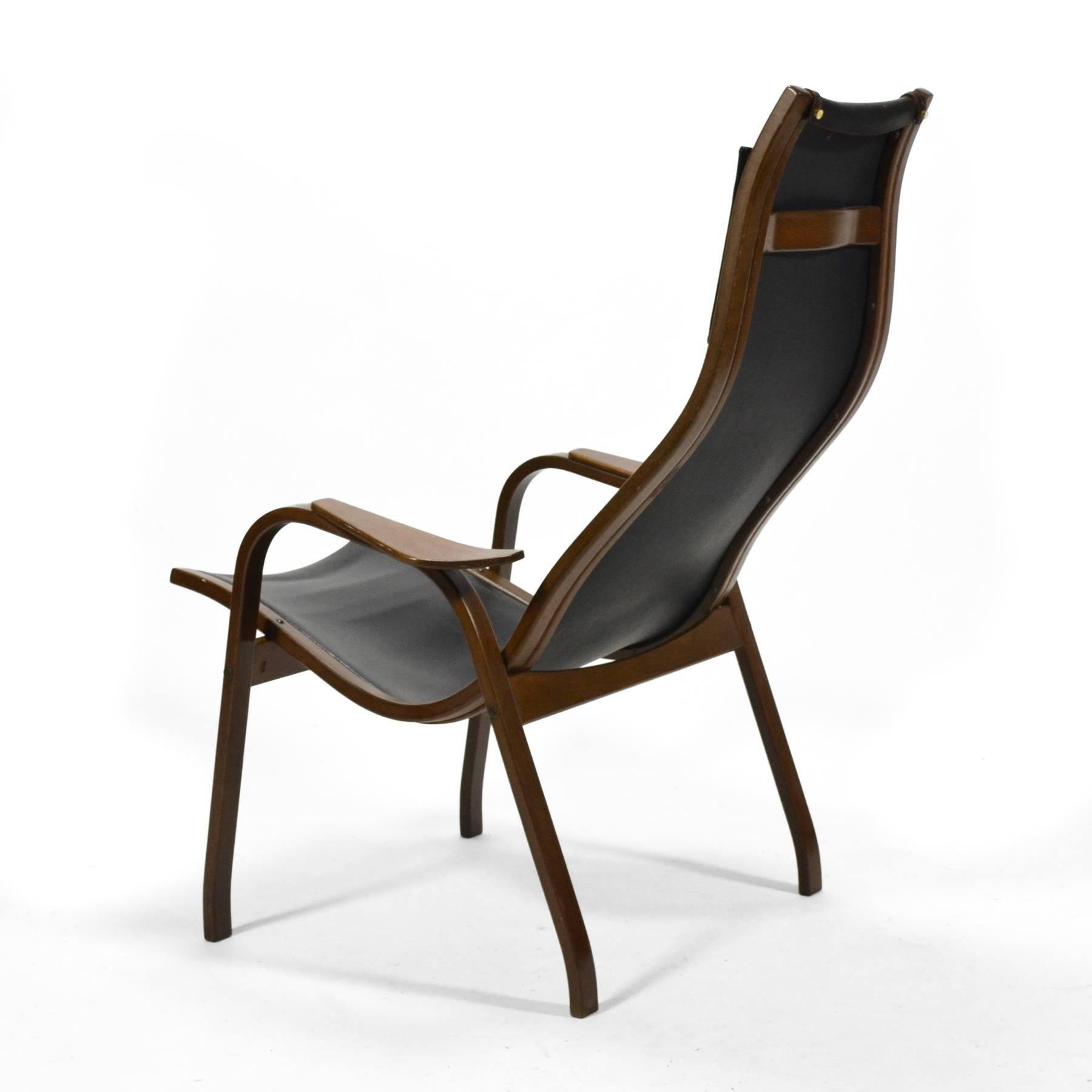 Mid-20th Century Yngve Ekström Leather Kurva Lounge Chair