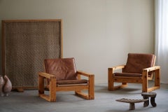 Yngve Ekström, Coppia di sedie da salotto in pino, Swedese, metà secolo moderno, anni '70