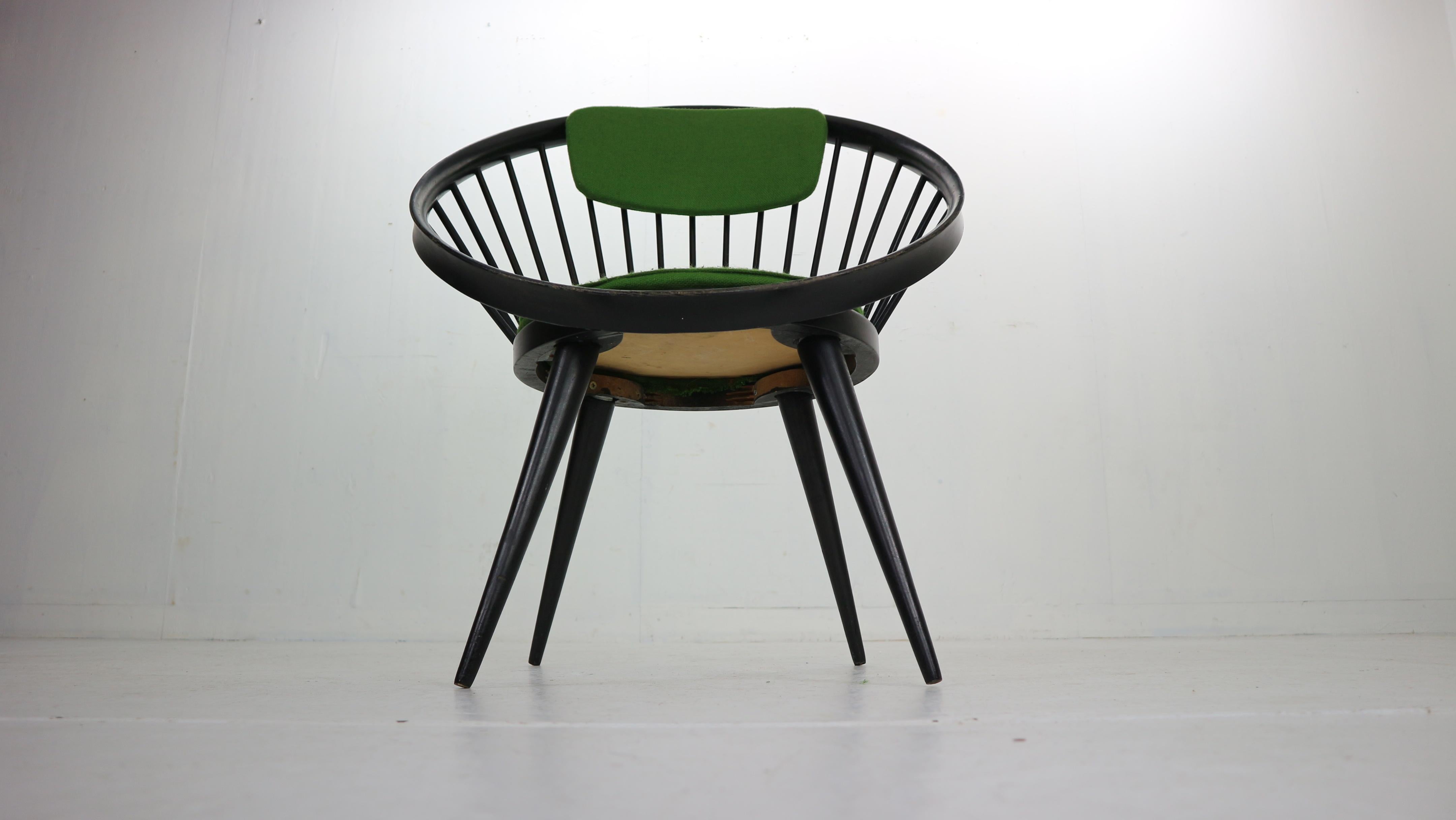 Chaise noire originale « Circle » de Yngve Ekstrm pour Swedese, années 1960, Suède Bon état - En vente à The Hague, NL