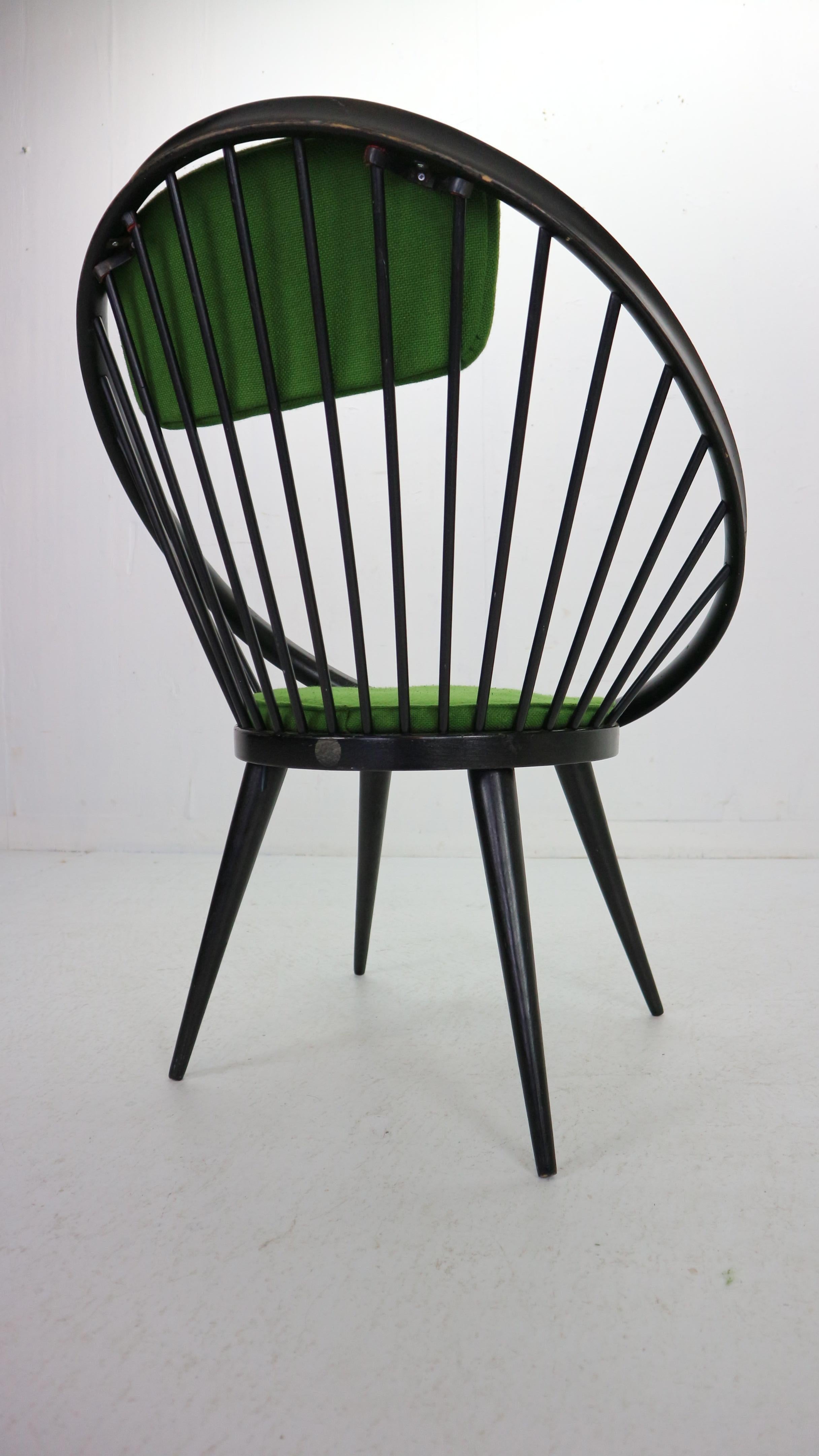 Chaise noire originale « Circle » de Yngve Ekstrm pour Swedese, années 1960, Suède en vente 1