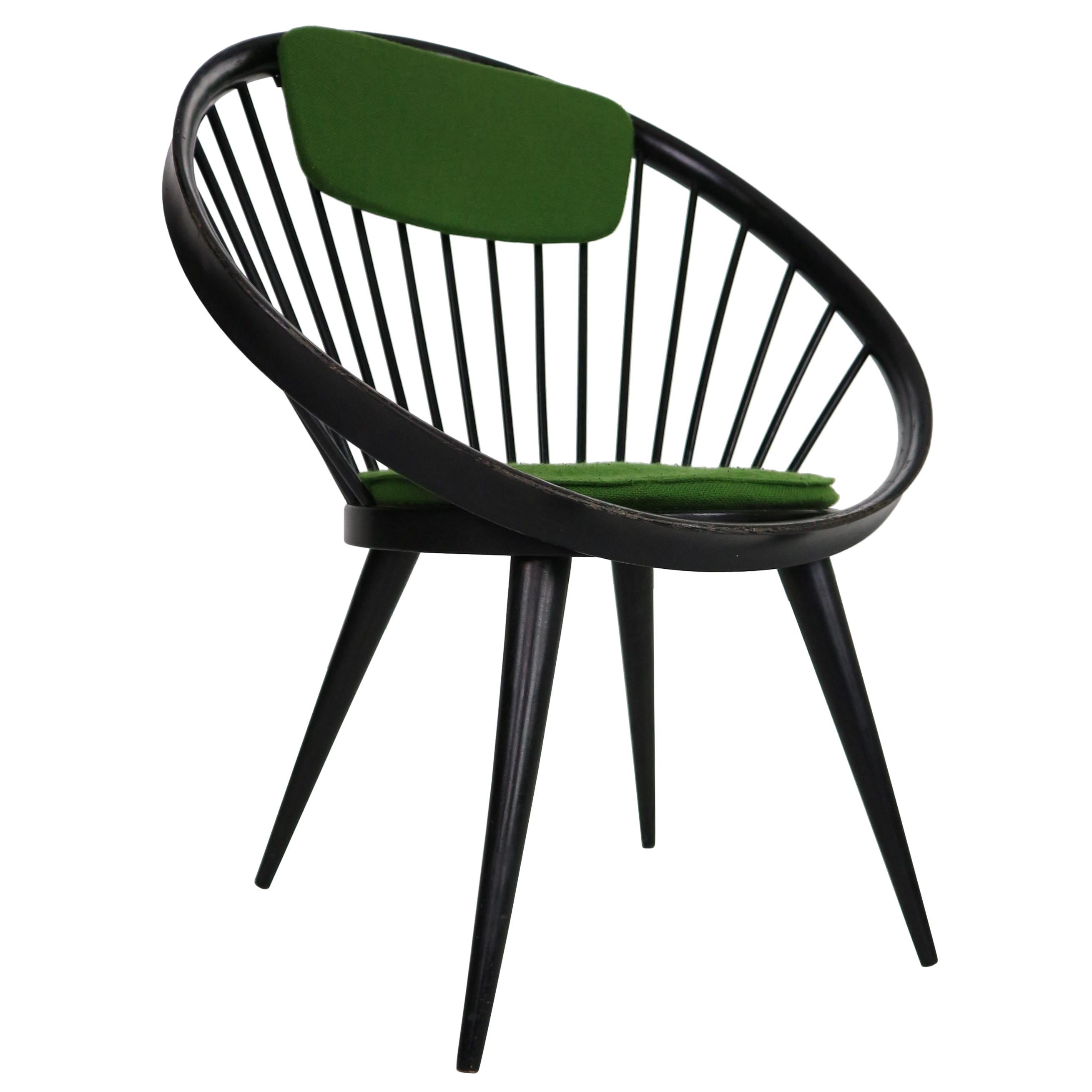 Yngve Ekström Black Original "Circle" Chair for Swedese, 1960s, Sweden For Sale