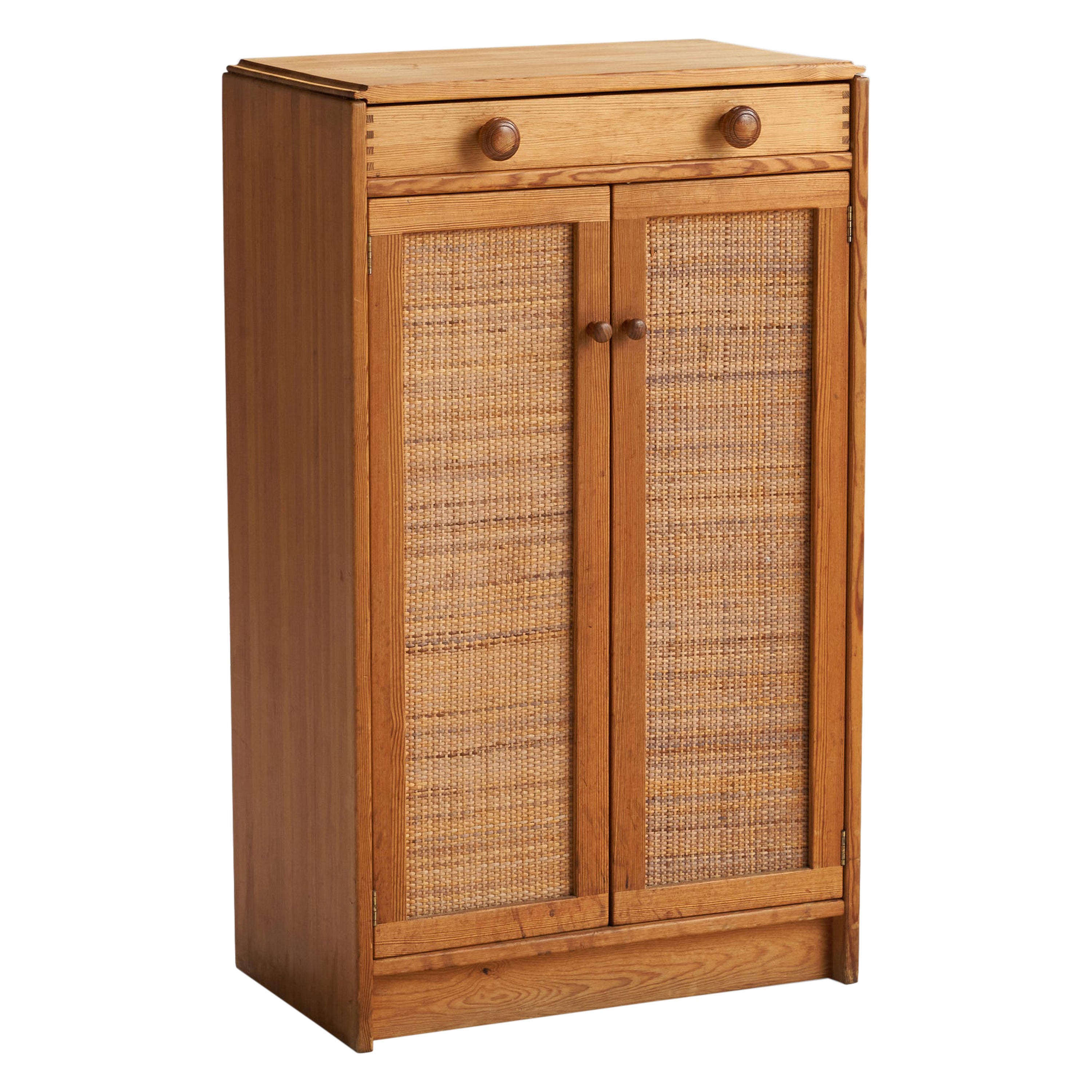 Yngve Ekström, Cabinet, Pine, Rattan, Sweden, 1960s