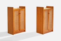 Yngve Ekström, Cabinets, Pine, Rattan, Sweden, 1960s