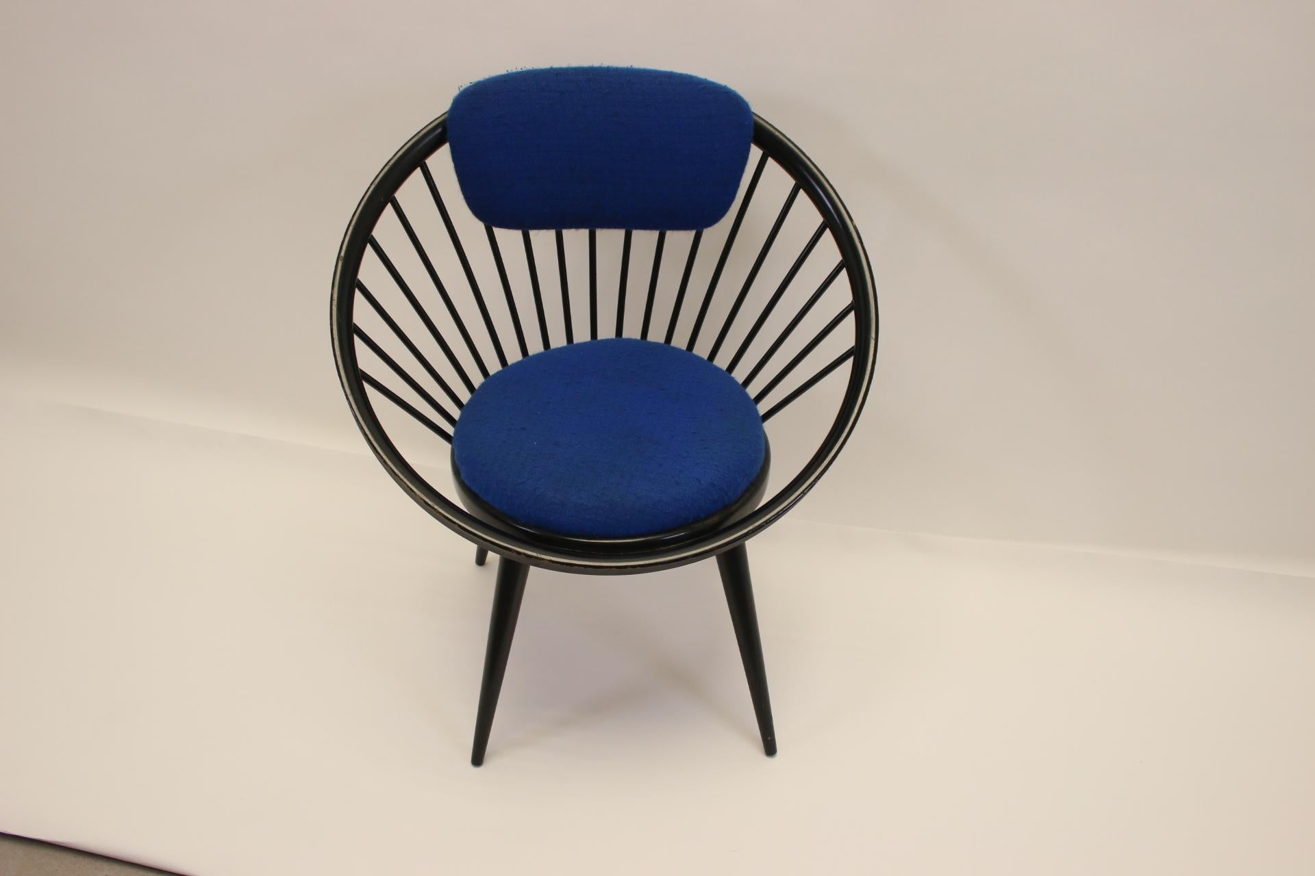Mid-Century Modern Yngve Ekstrom Circle Chair Black and Blue