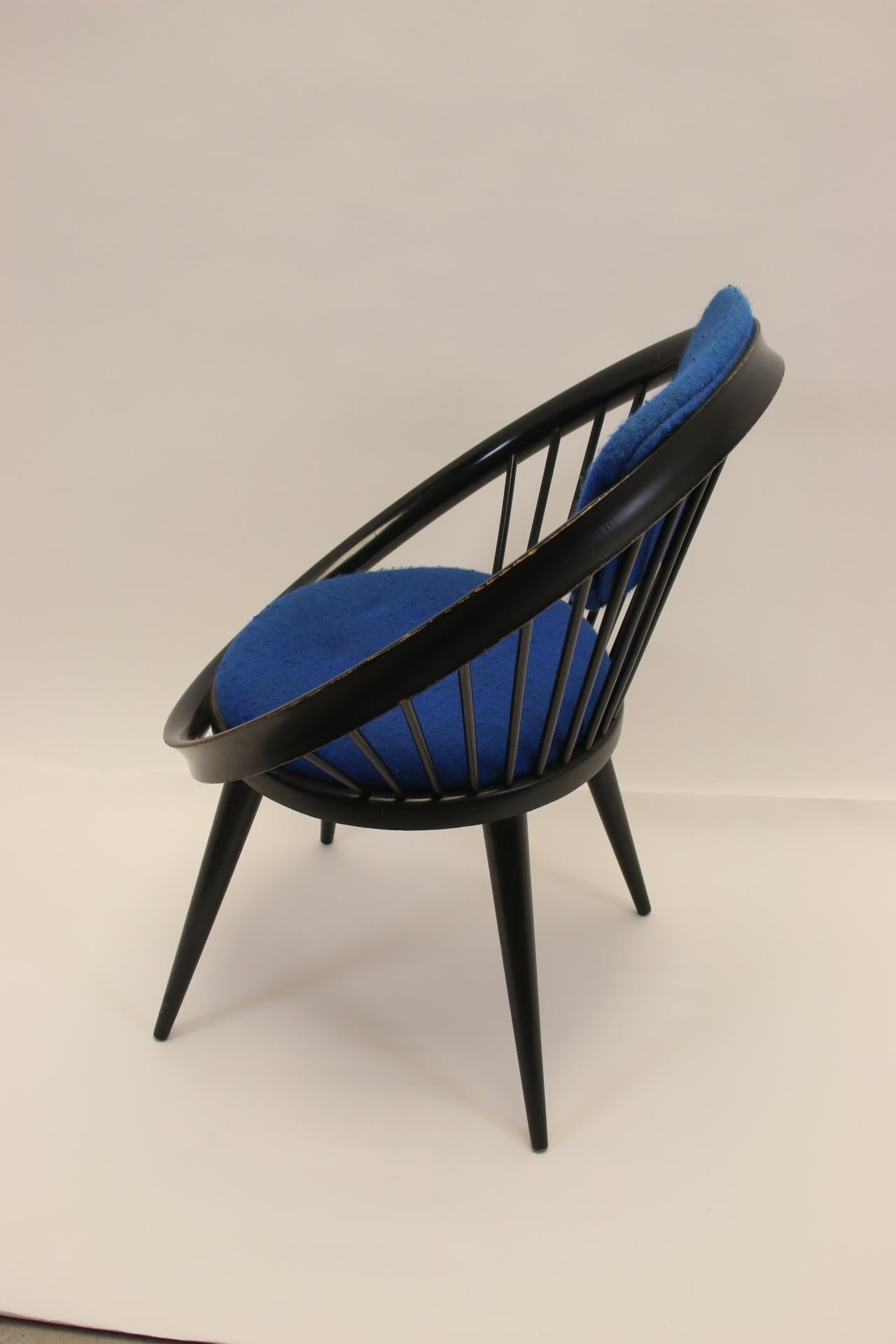 Swedish Yngve Ekstrom Circle Chair Black and Blue