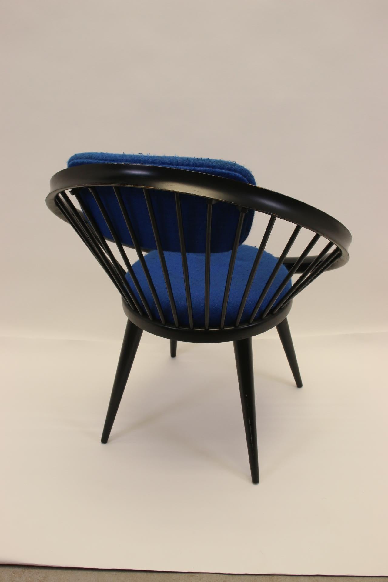 Yngve Ekstrom Circle Chair Black and Blue In Good Condition In Oostrum-Venray, NL