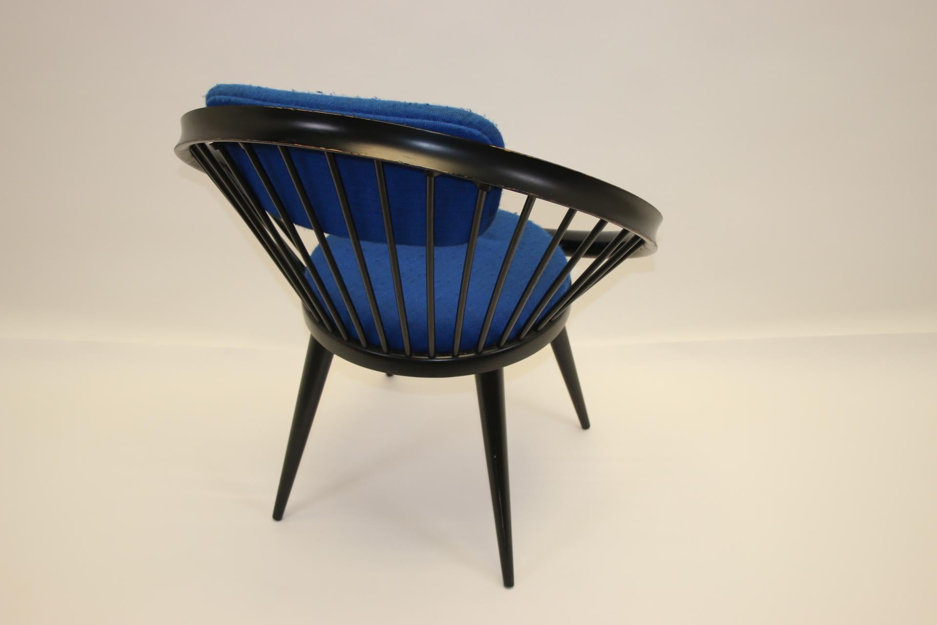 Mid-20th Century Yngve Ekstrom Circle Chair Black and Blue