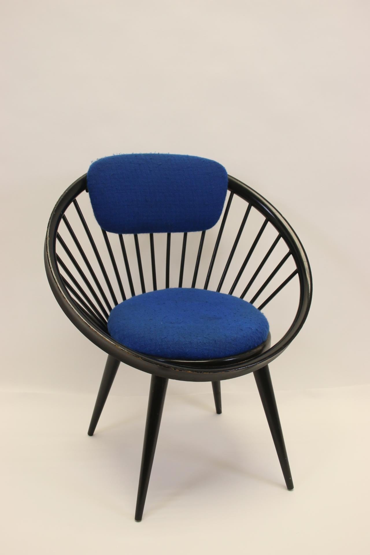 Wood Yngve Ekstrom Circle Chair Black and Blue