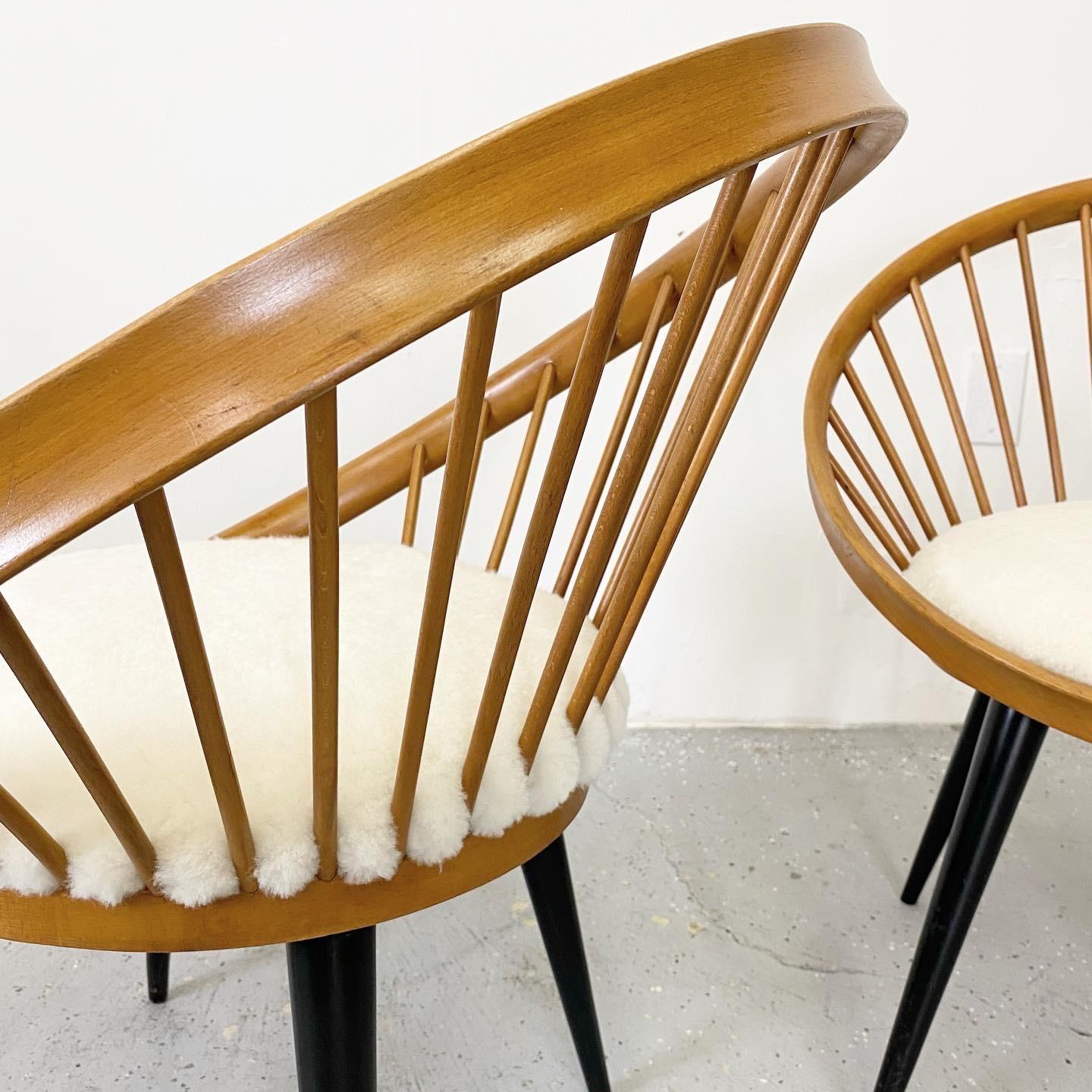 Birch Yngve Ekstrom Circle Chairs, a Pair