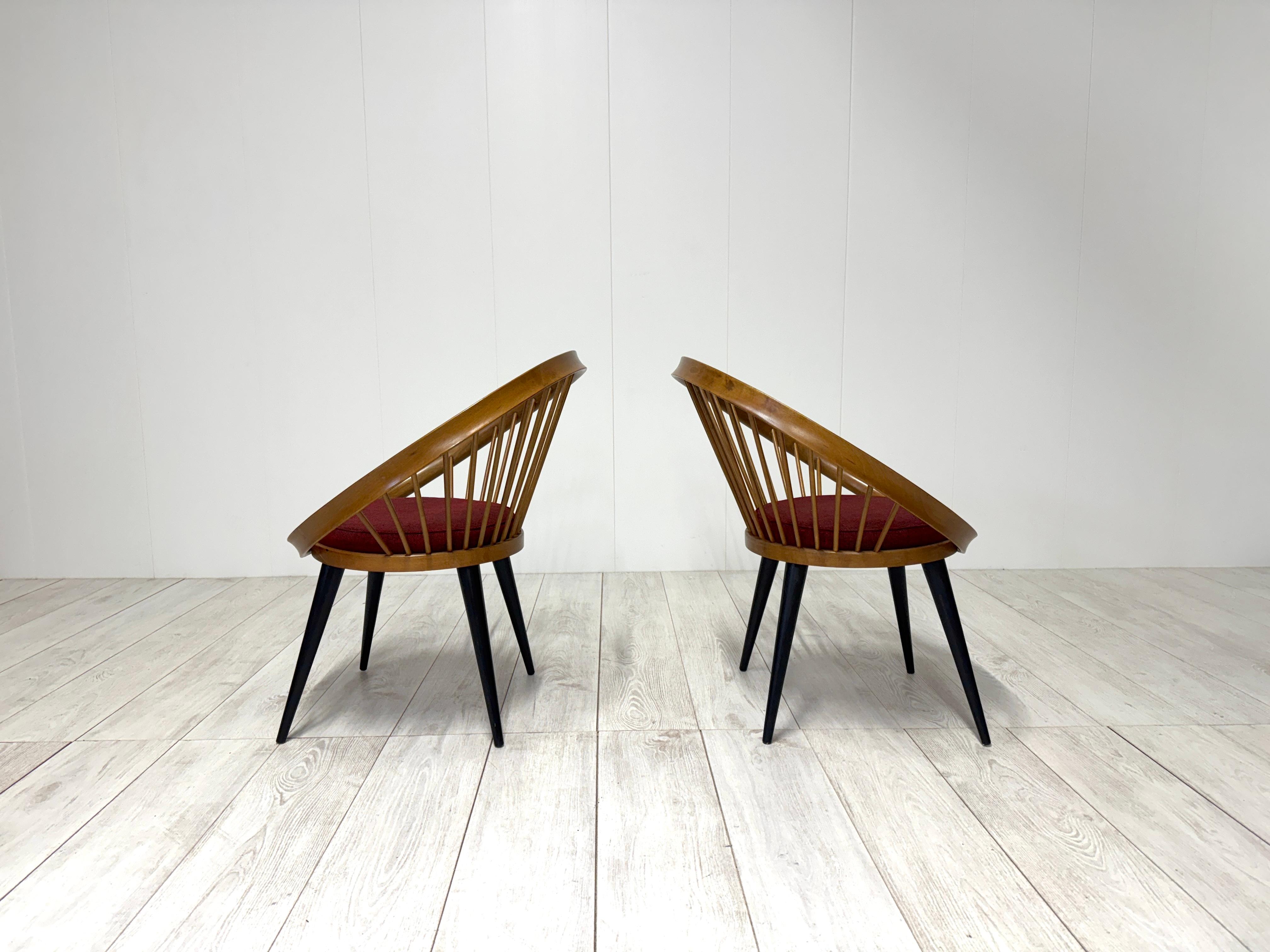 Yngve Ekstrom, Pair of armchairs mod. Circle Chair, 1950s For Sale 4
