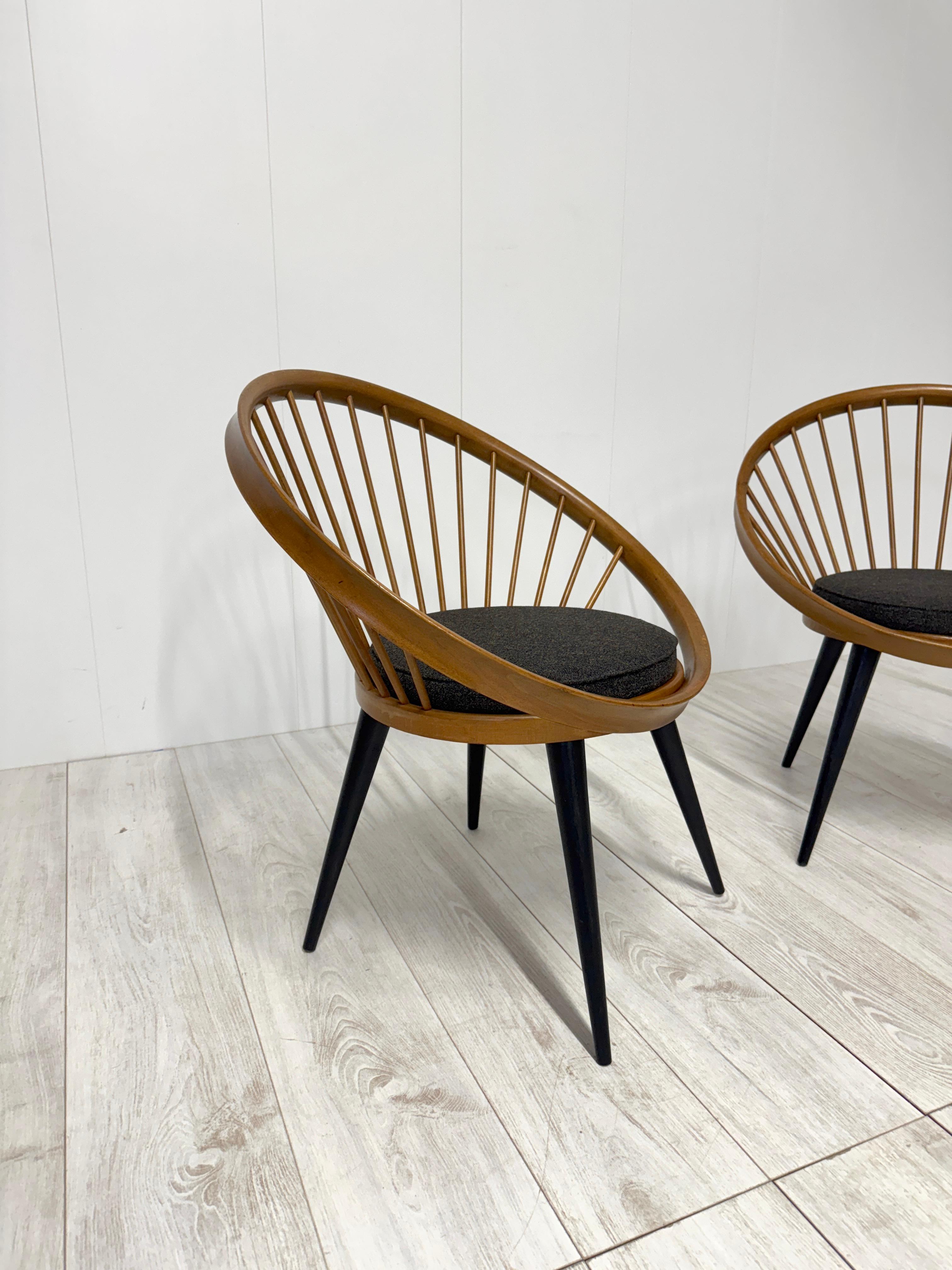 Italian Yngve Ekstrom, Pair of armchairs mod. Circle Chair, 1950s For Sale