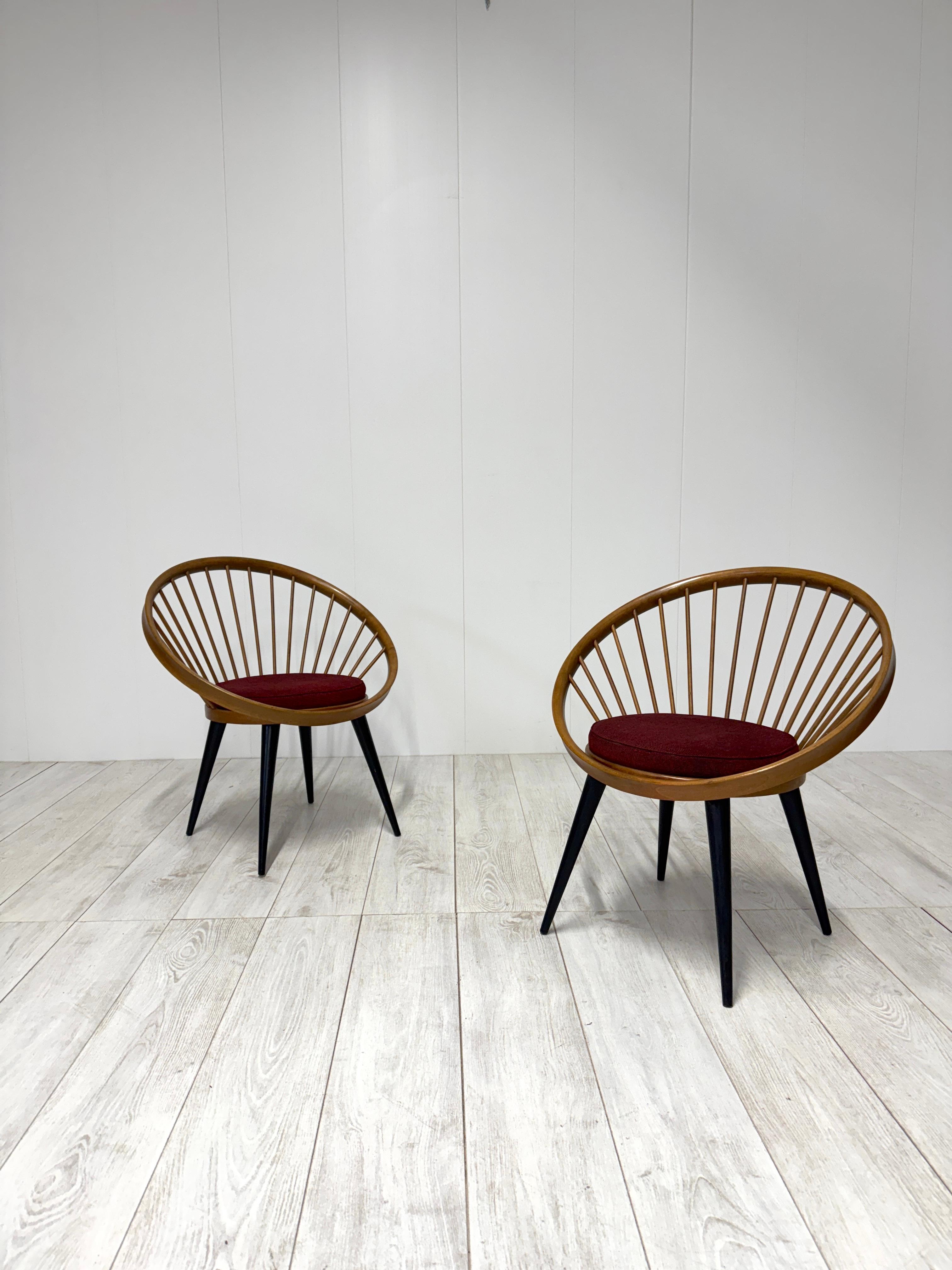 Italian Yngve Ekstrom, Pair of armchairs mod. Circle Chair, 1950s For Sale