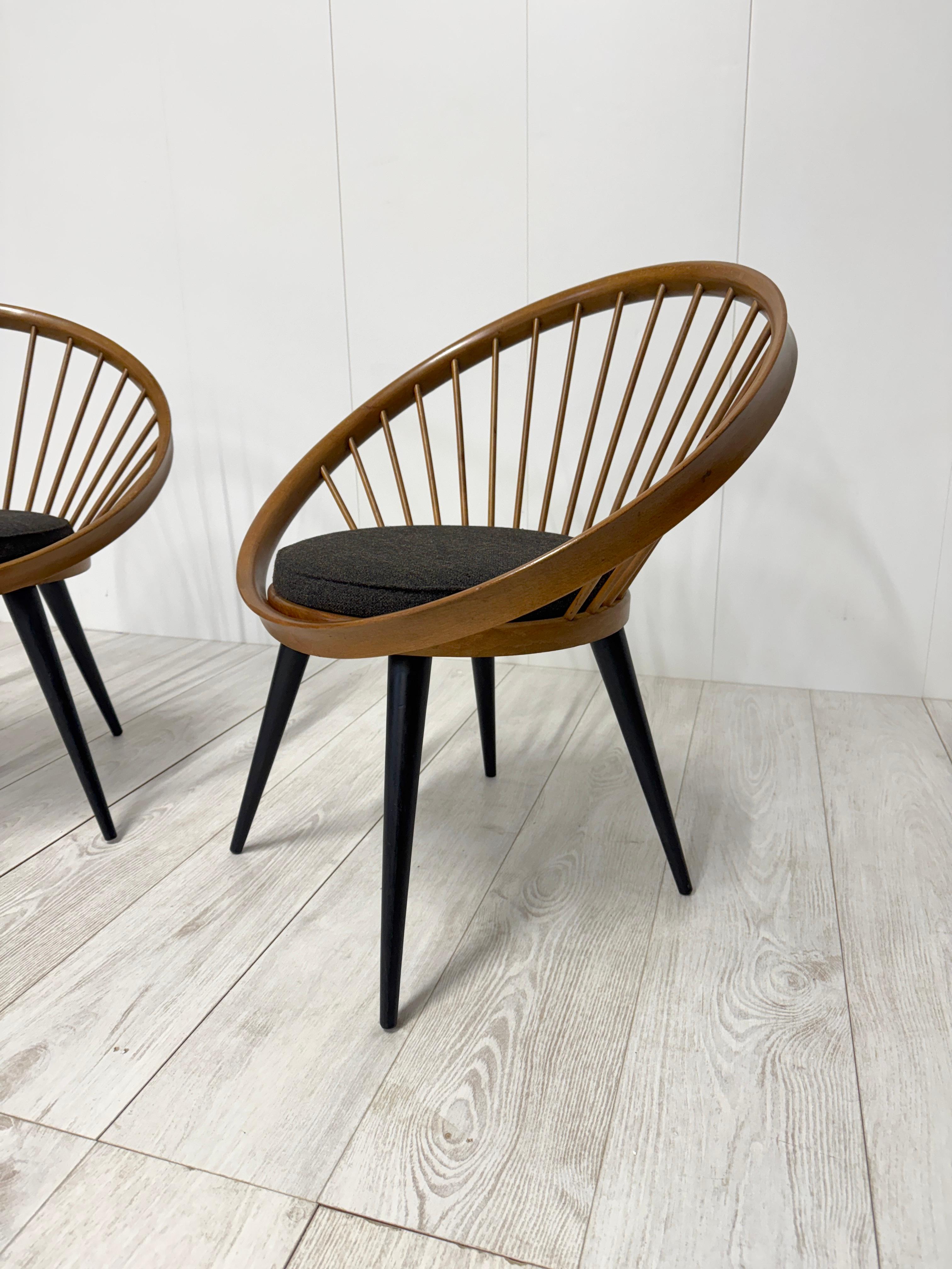 Yngve Ekstrom, Pair of armchairs mod. Circle Chair, 1950s In Good Condition For Sale In Rivoli, IT