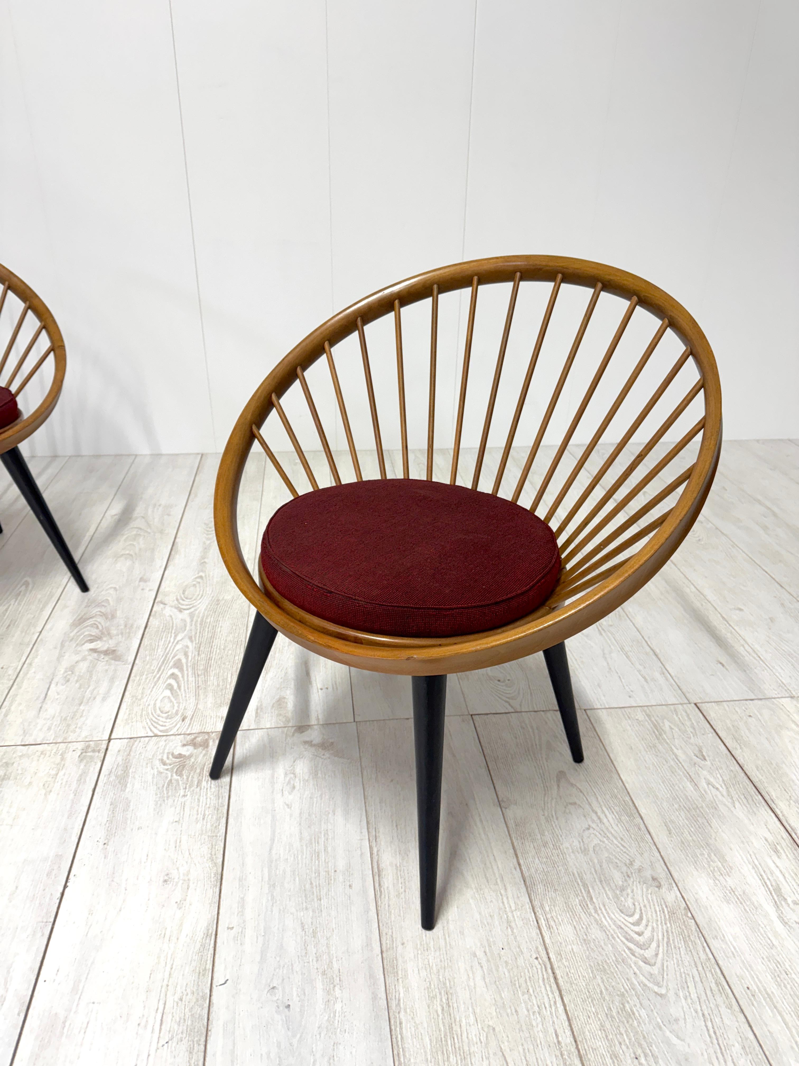 Yngve Ekstrom, Pair of armchairs mod. Circle Chair, 1950s In Good Condition For Sale In Rivoli, IT