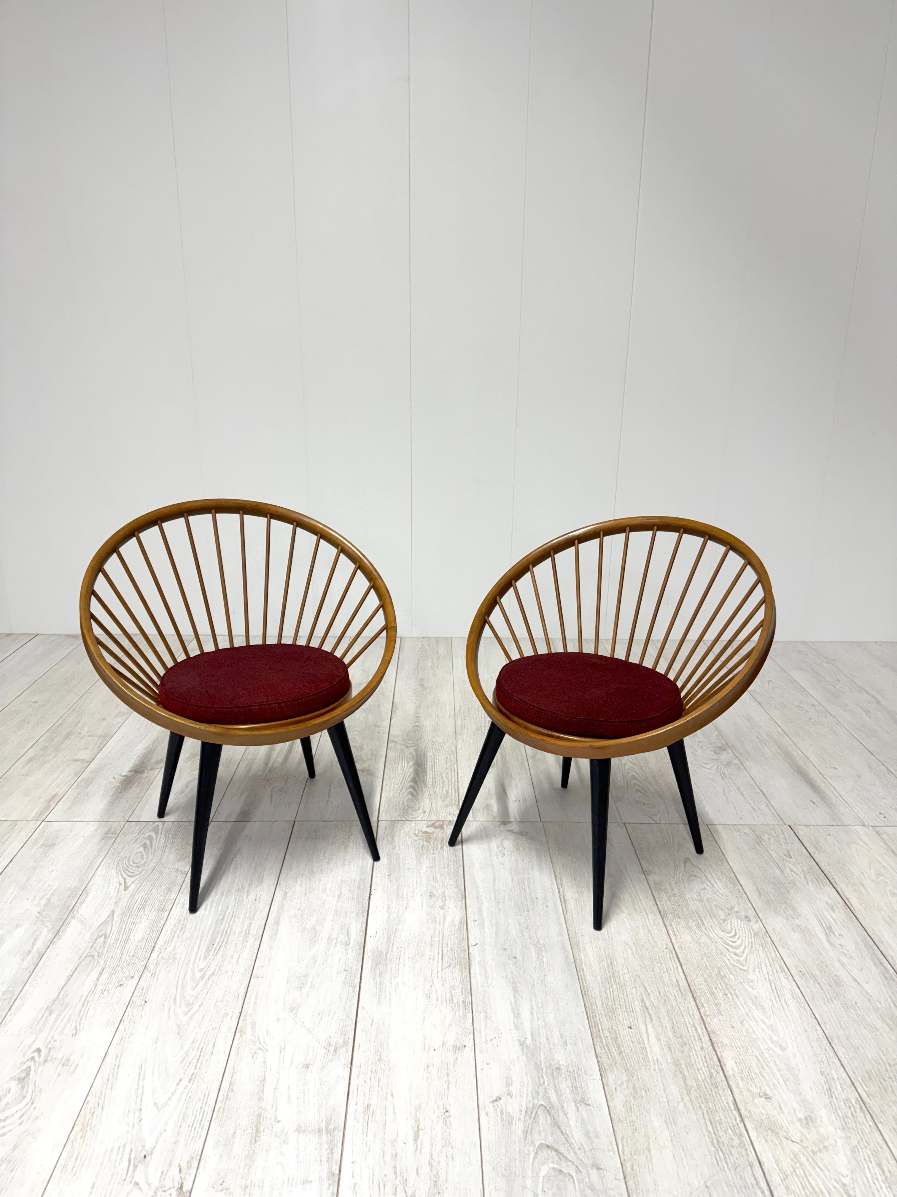 Fabric Yngve Ekstrom, Pair of armchairs mod. Circle Chair, 1950s For Sale