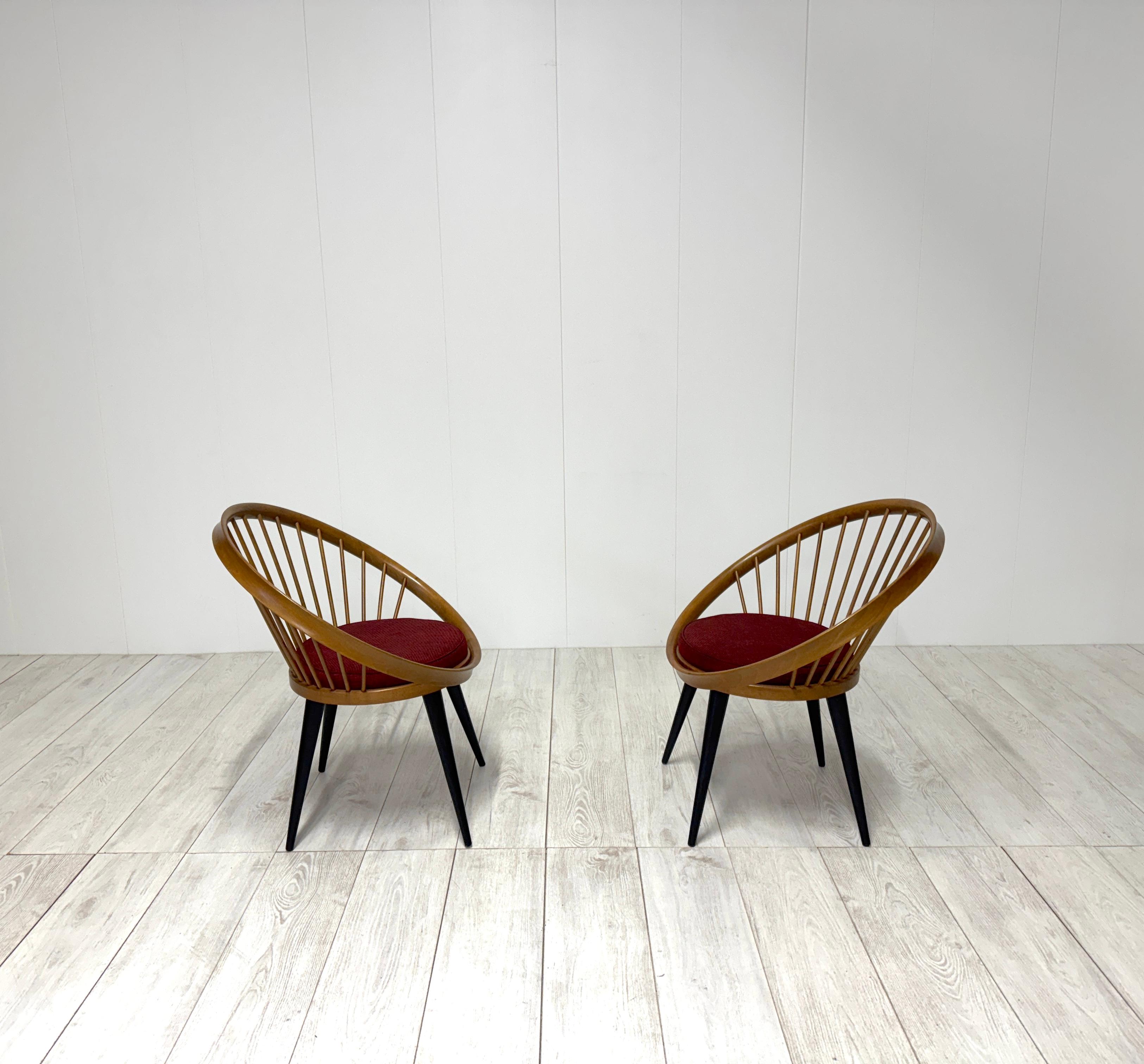 Yngve Ekstrom, Pair of armchairs mod. Circle Chair, 1950s For Sale 1