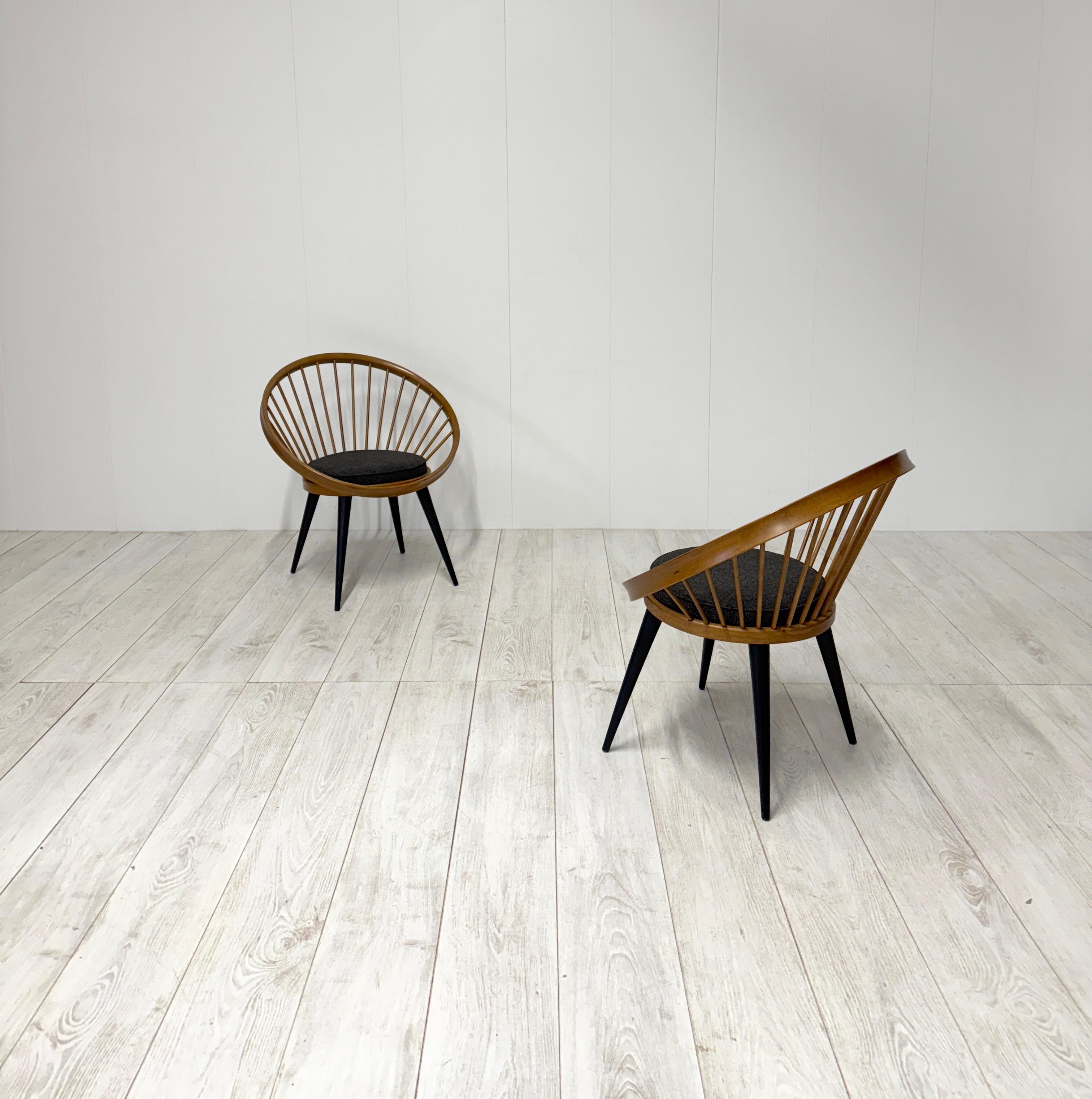 Yngve Ekstrom, Pair of armchairs mod. Circle Chair, 1950s For Sale 2