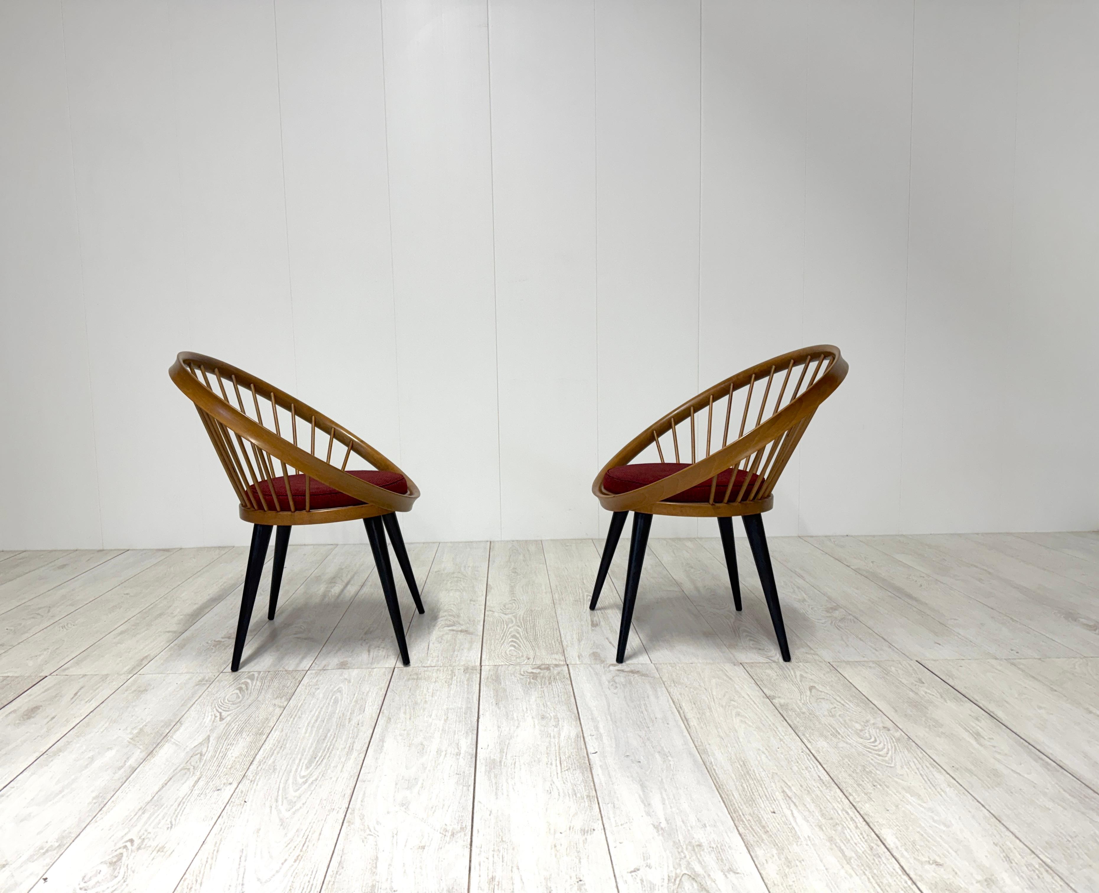 Yngve Ekstrom, Pair of armchairs mod. Circle Chair, 1950s For Sale 2