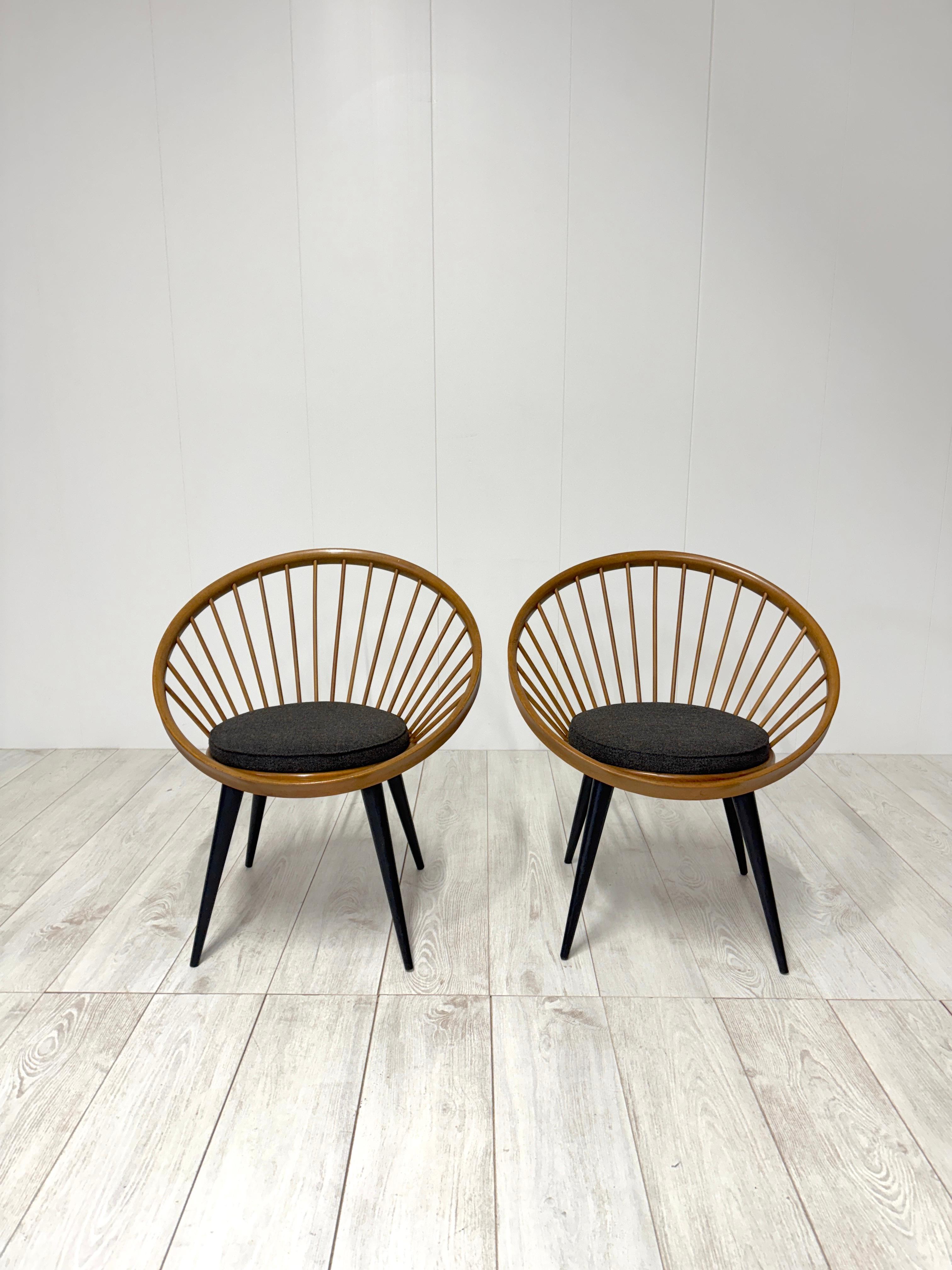 Yngve Ekstrom, Pair of armchairs mod. Circle Chair, 1950s For Sale 3