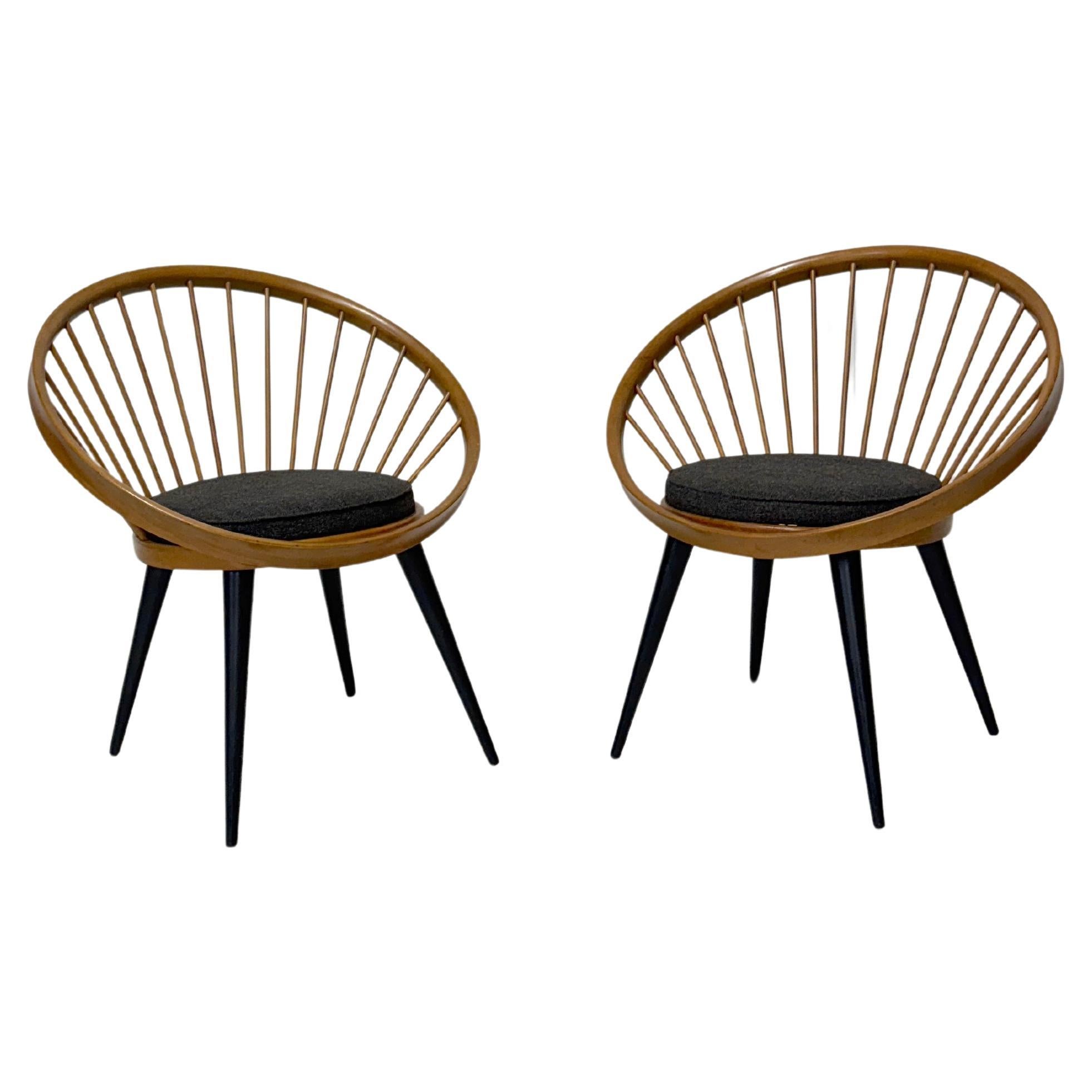 Yngve Ekstrom, Pair of armchairs mod. Circle Chair, 1950s
