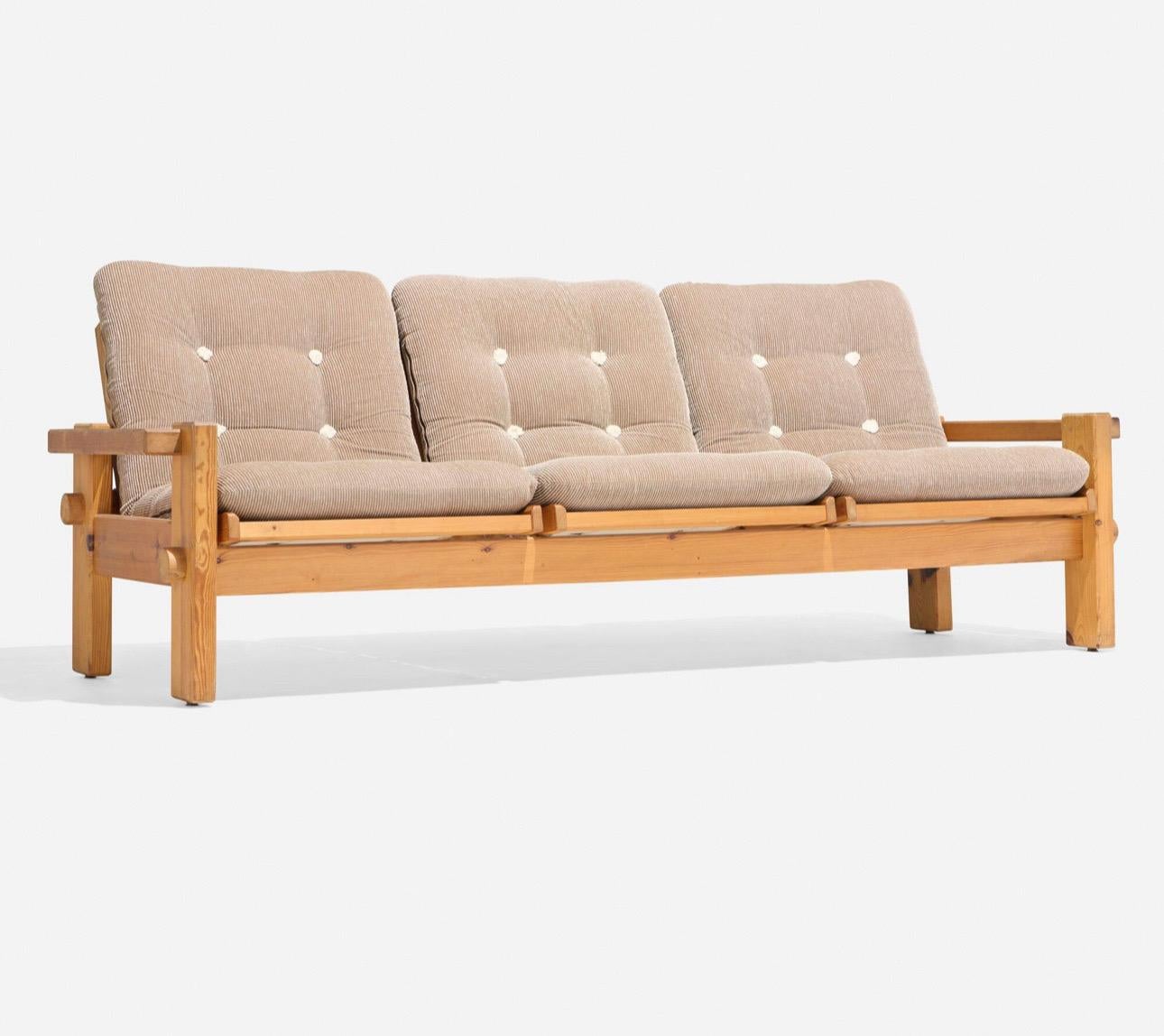 Yngve Ekstrom Dymling Konstruktives Sofa aus Kiefer und Kord (Moderne der Mitte des Jahrhunderts)