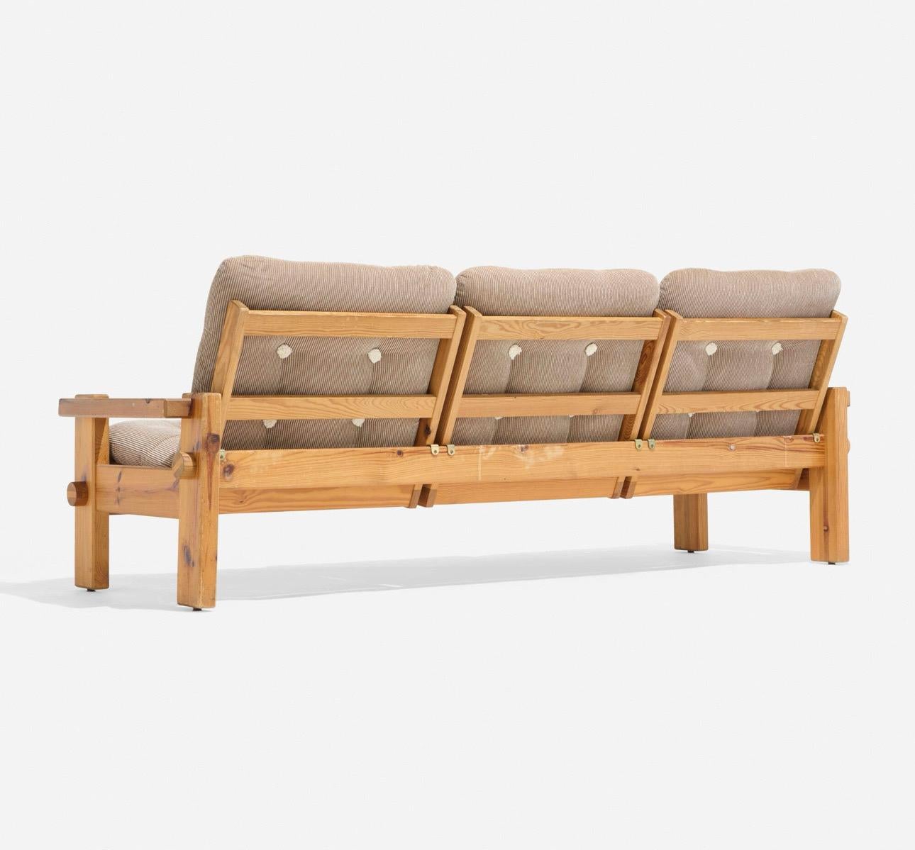 Yngve Ekstrom Dymling Konstruktives Sofa aus Kiefer und Kord (Schwedisch)