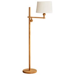 Yngve Ekström, Floor Lamp, Pine, Fabric, Sweden, 1970s