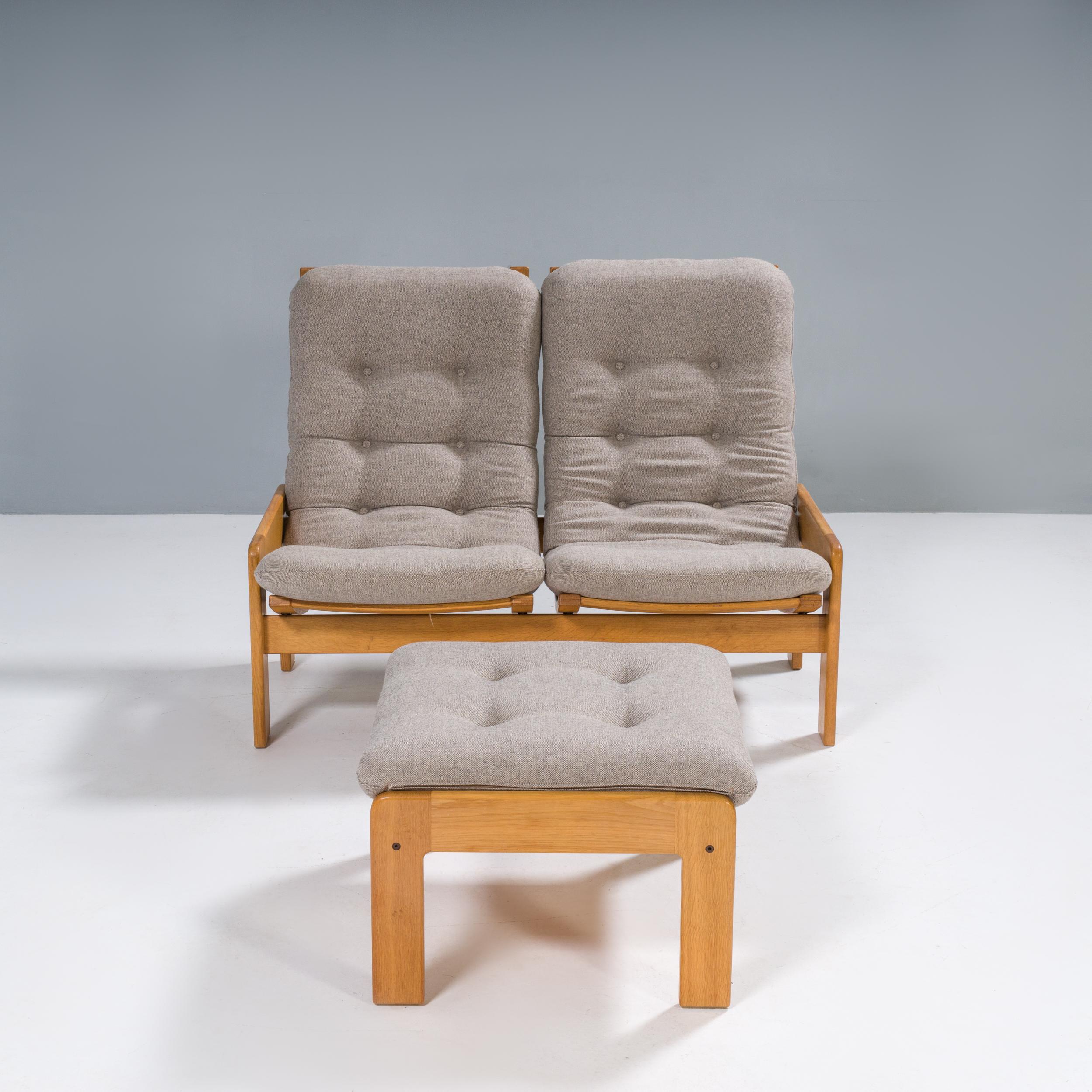 Scandinavian Modern Yngve Ekström for Swedese Grey Fabric Sofa and Footstool, 1960s For Sale