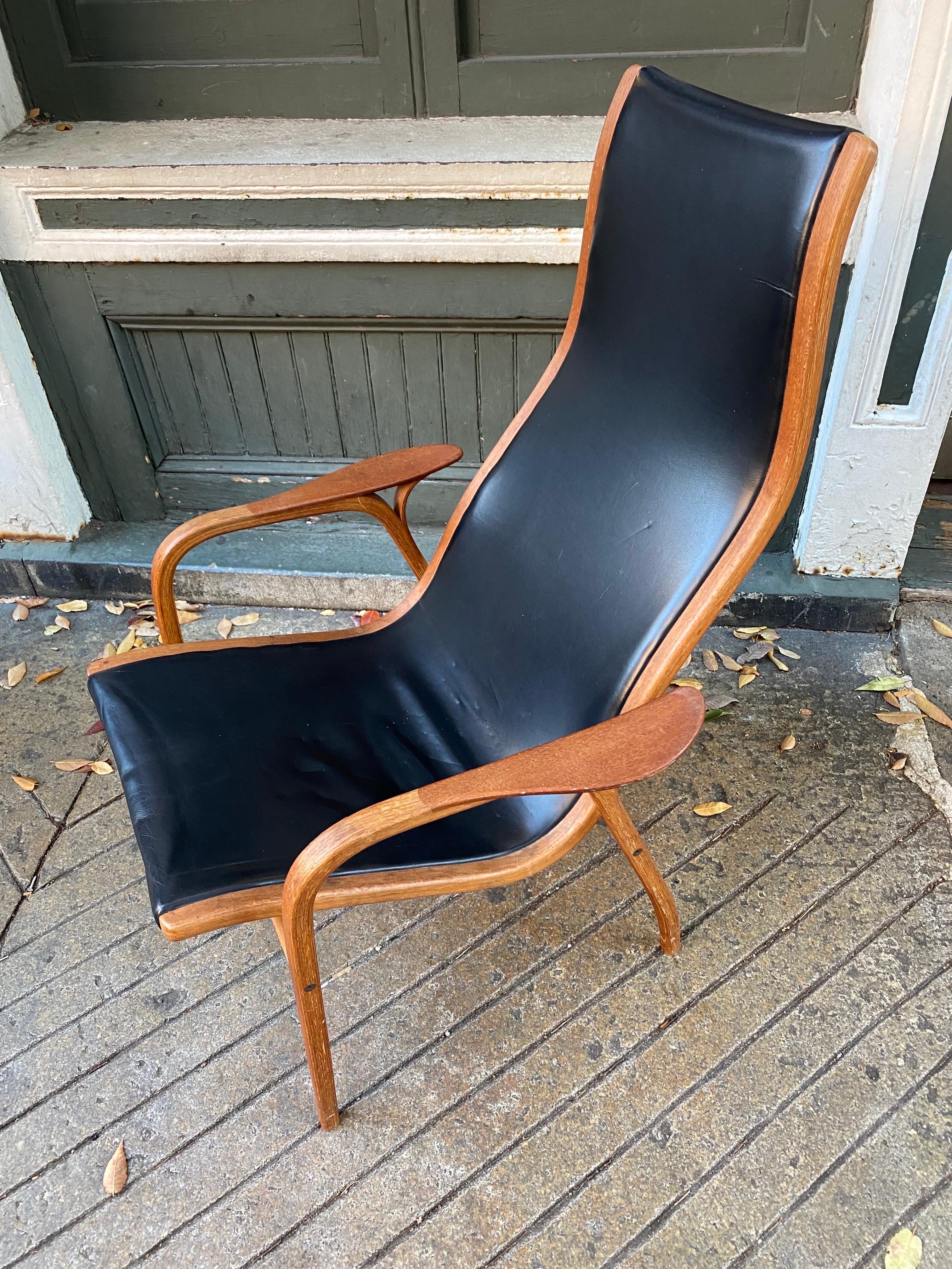 Scandinavian Modern Yngve Ekstrom for Swedese High-Back Lamino Lounge Chair