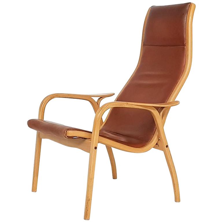 Yngve Ekström for Swedese Leather “Lamino” Lounge Chair, Sweden, 1956 at  1stDibs