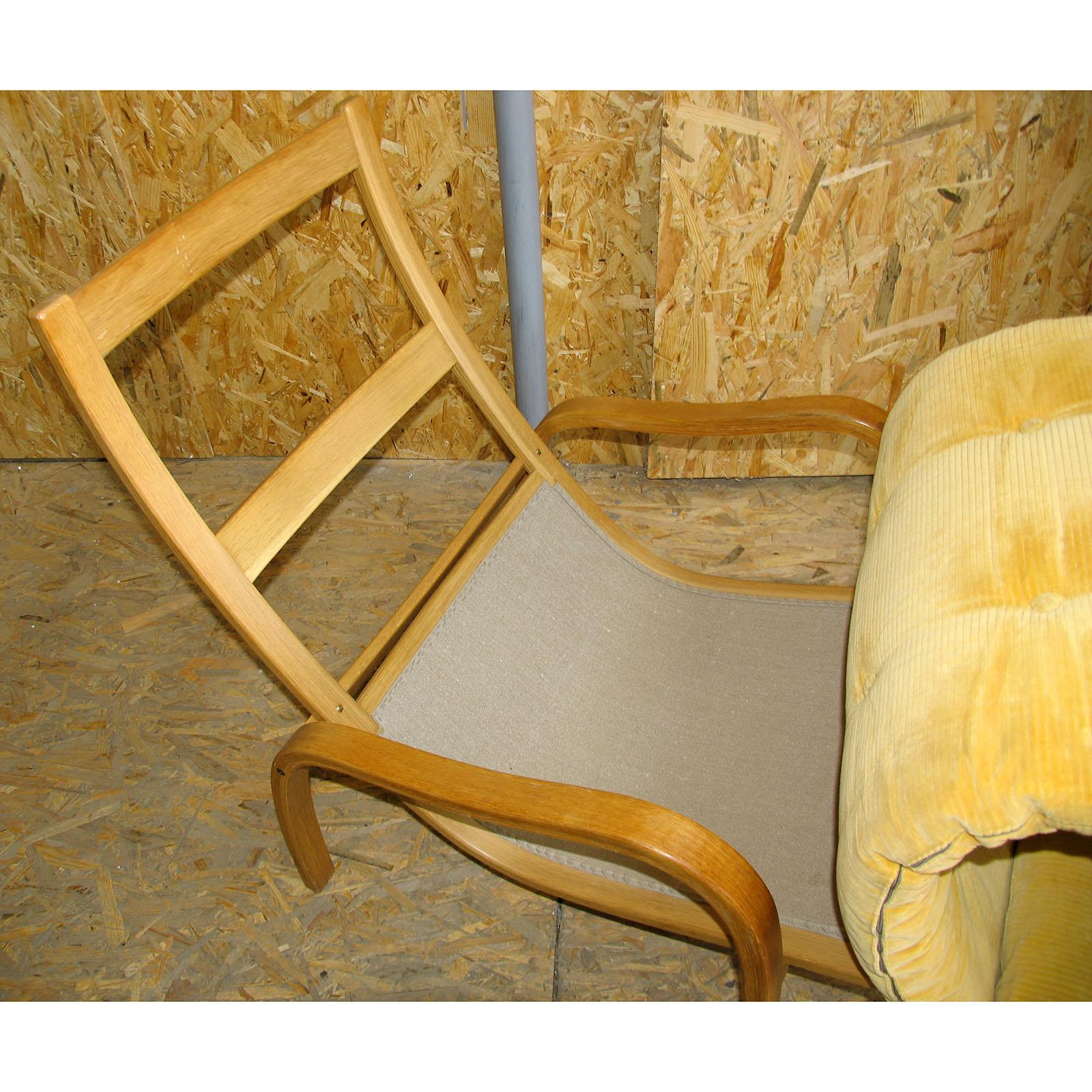Velvet Yngve Ekstrom for Swedese, Lounge Chair and Ottoman, Scandinavian Modern For Sale