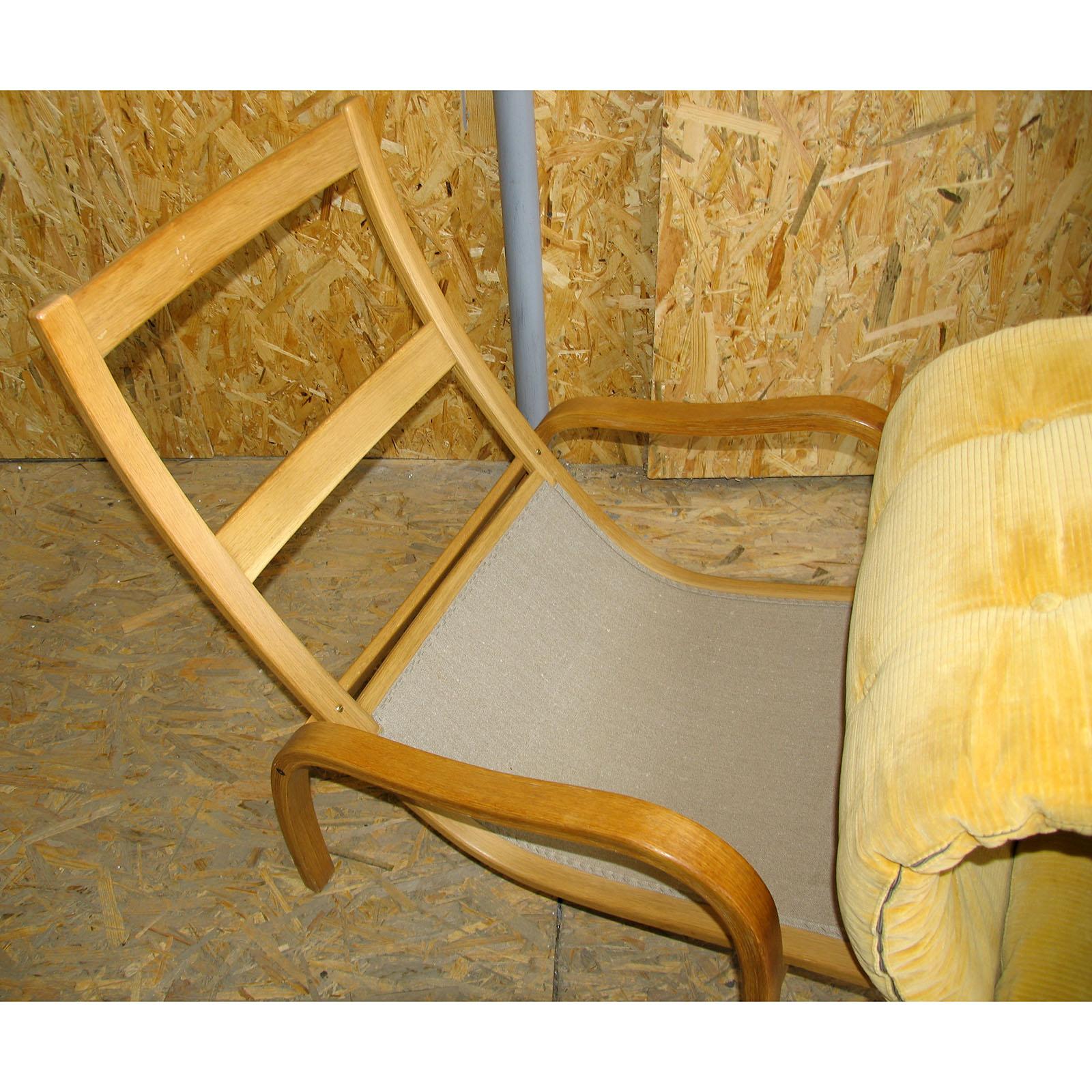 Yngve Ekstrom Fortino Lounge Chair with Ottoman in Original Corduroy, by Swedese For Sale 2