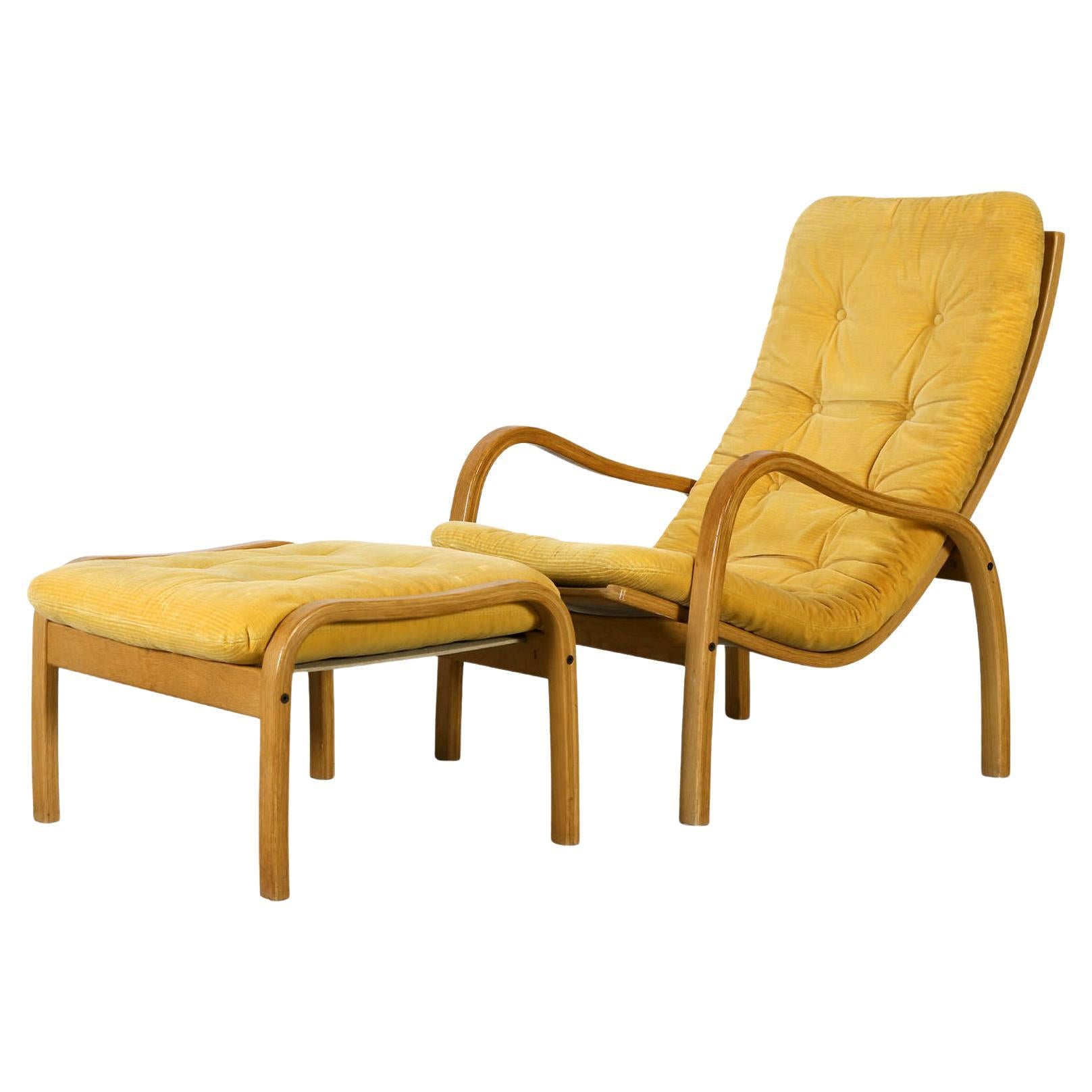 Yngve Ekstrom pour Swedese, chaise longue et pouf scandinave moderne en vente