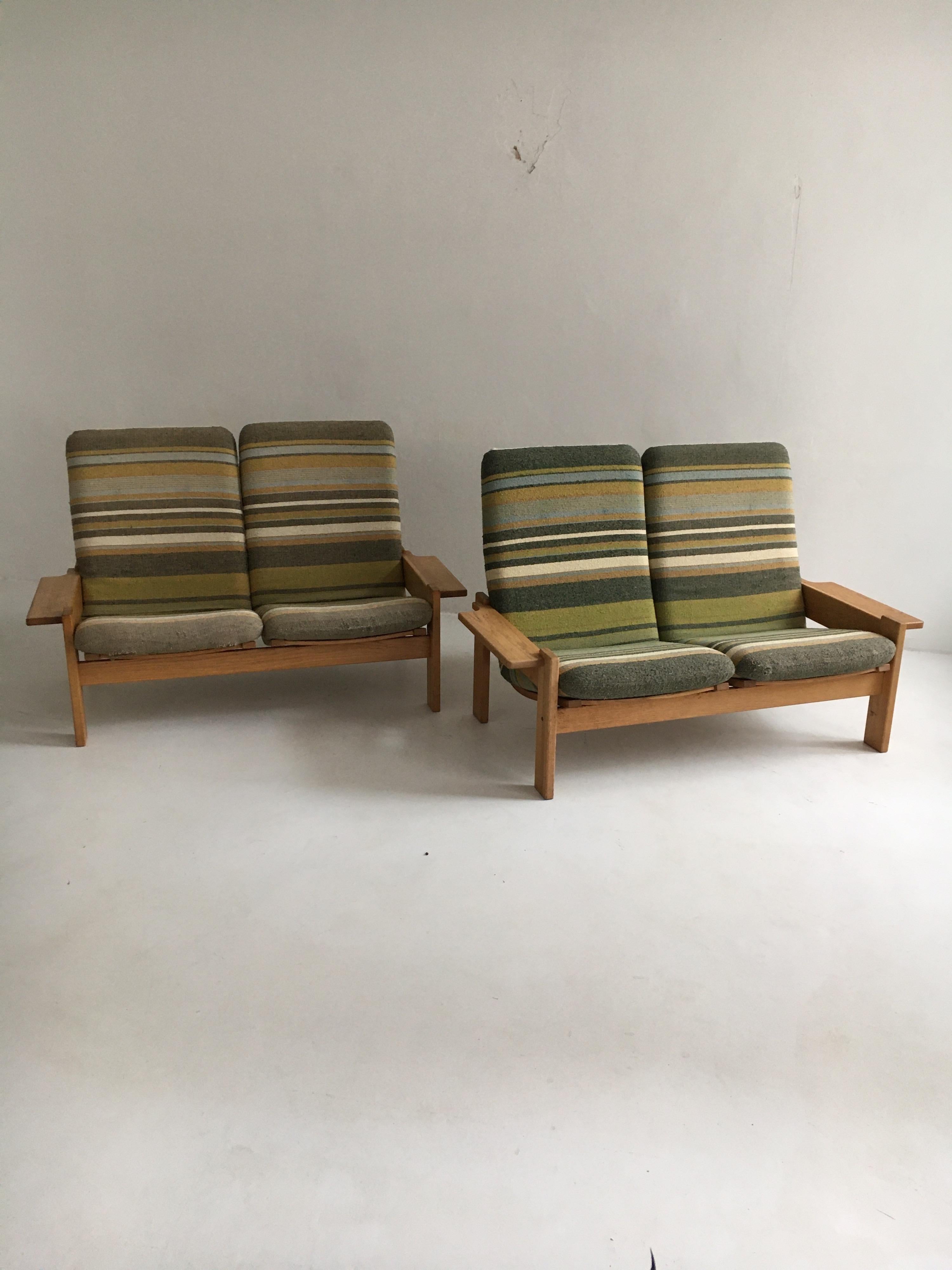Mid-Century Modern Yngve Ekstrom for Swedese Møbler Two-Seat Sofas Loveseats a Pair For Sale