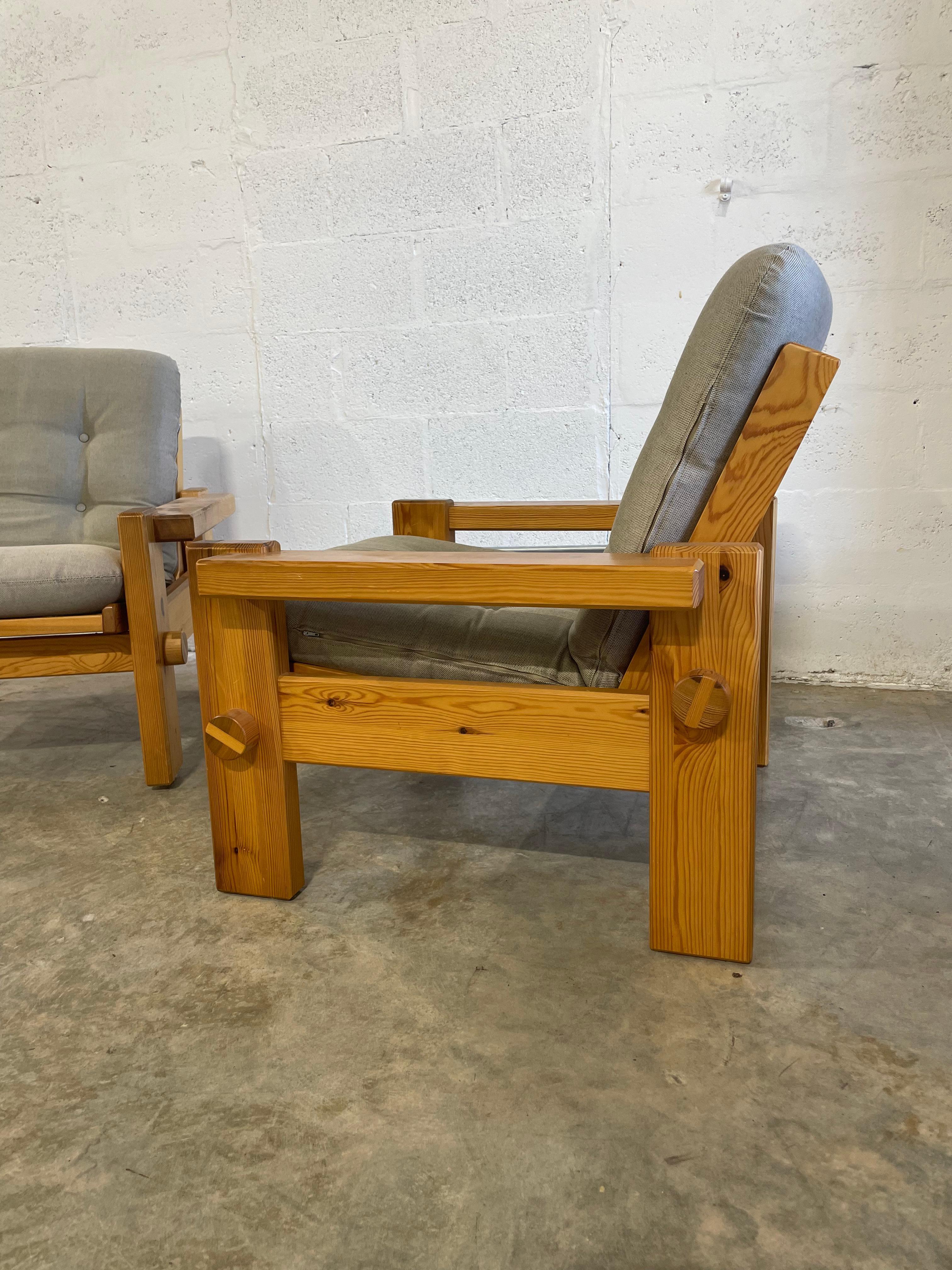 Yngve Ekström for Swedese Pair of Pine Lounge Chairs Mid Century For Sale 11