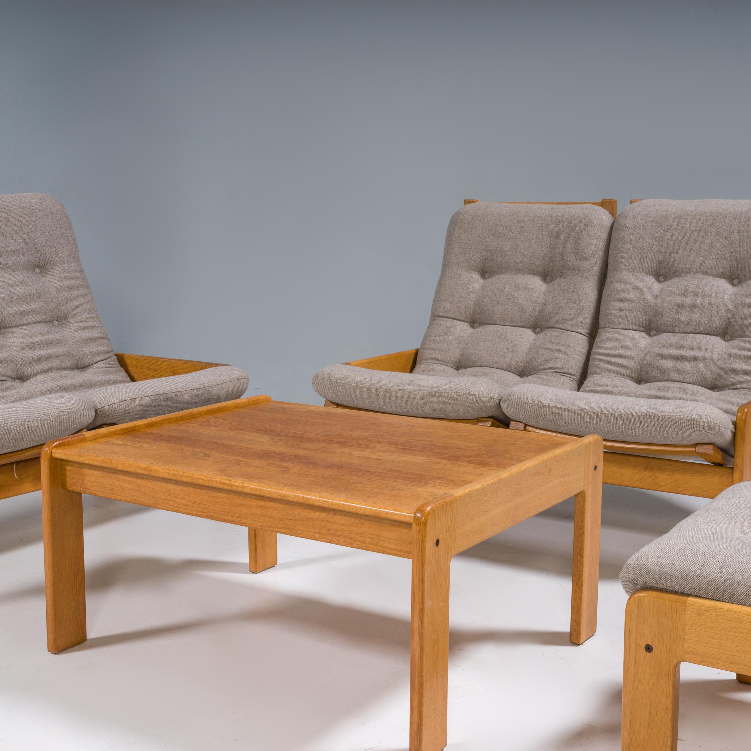 Swedish Yngve Ekström for Swedese Set of Two Sofas Footstool and Coffee Table Set, 1960s For Sale