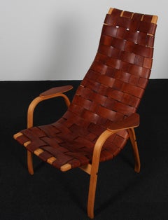 Yngve Ekström, "Kurva" Lounge Chair, 1950s, patinated leather