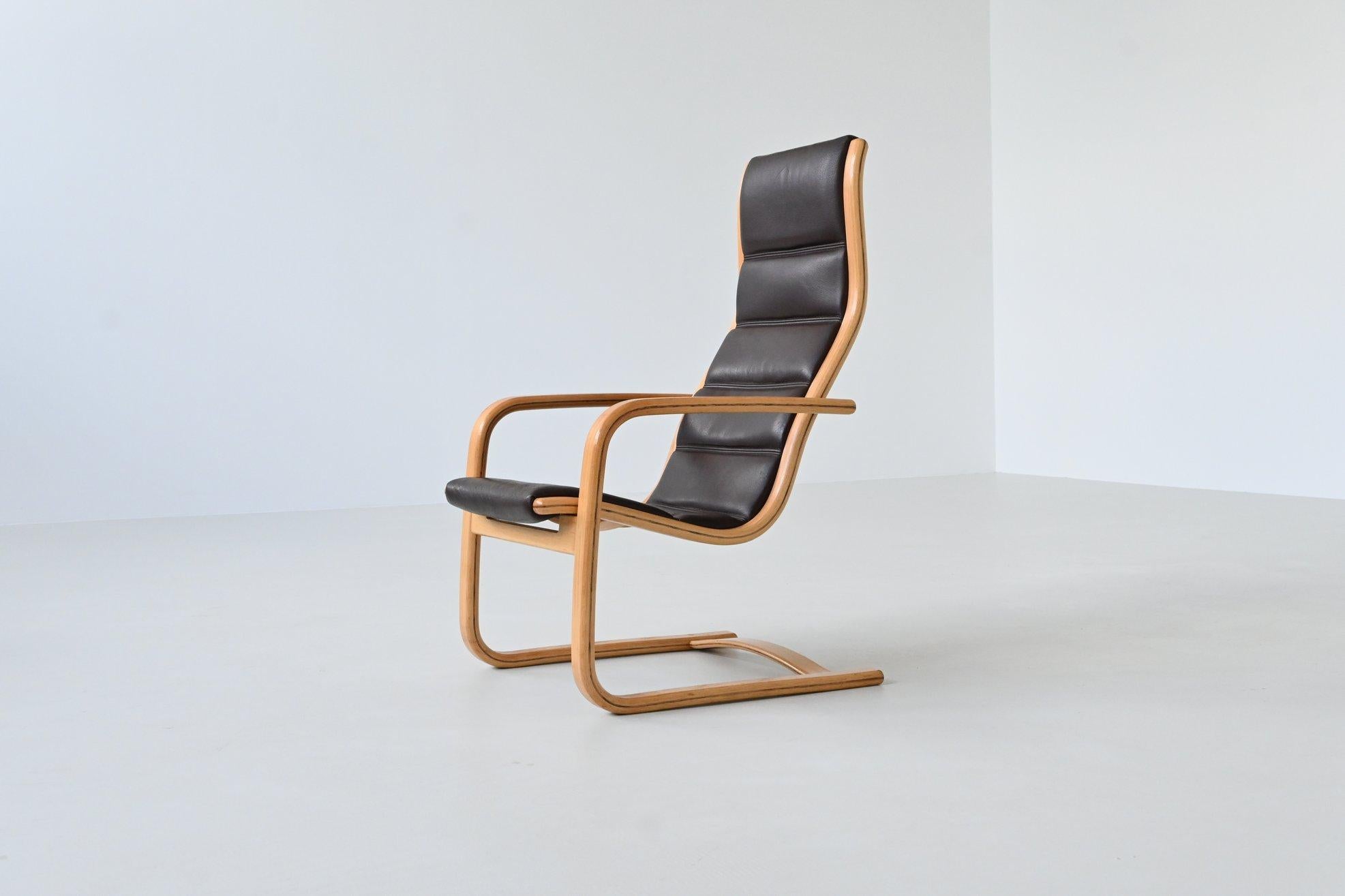Yngve Ekstrom Lamello lounge chairs in leather Swedese Sweden 1960 2