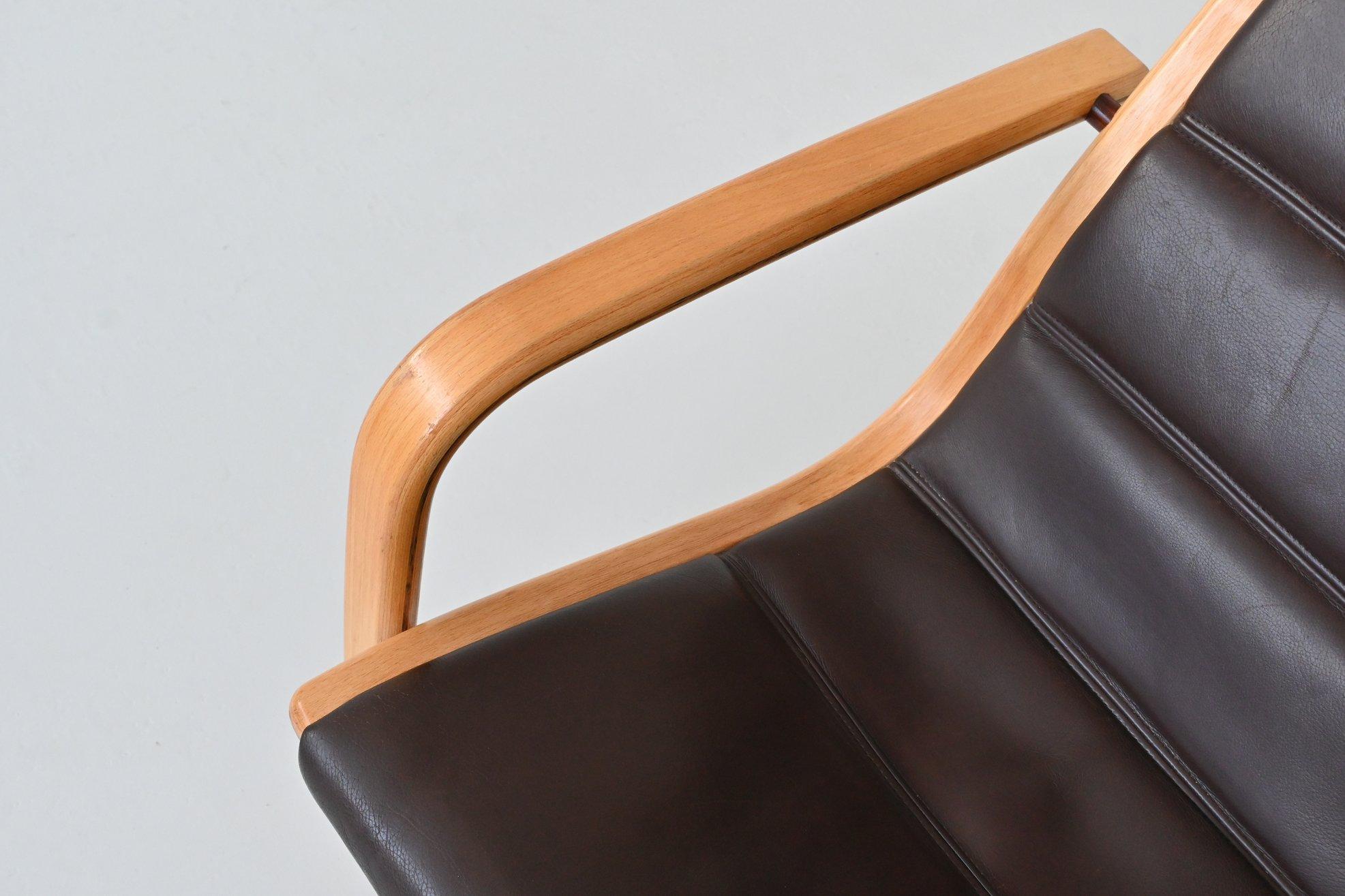 Yngve Ekstrom Lamello lounge chairs in leather Swedese Sweden 1960 5