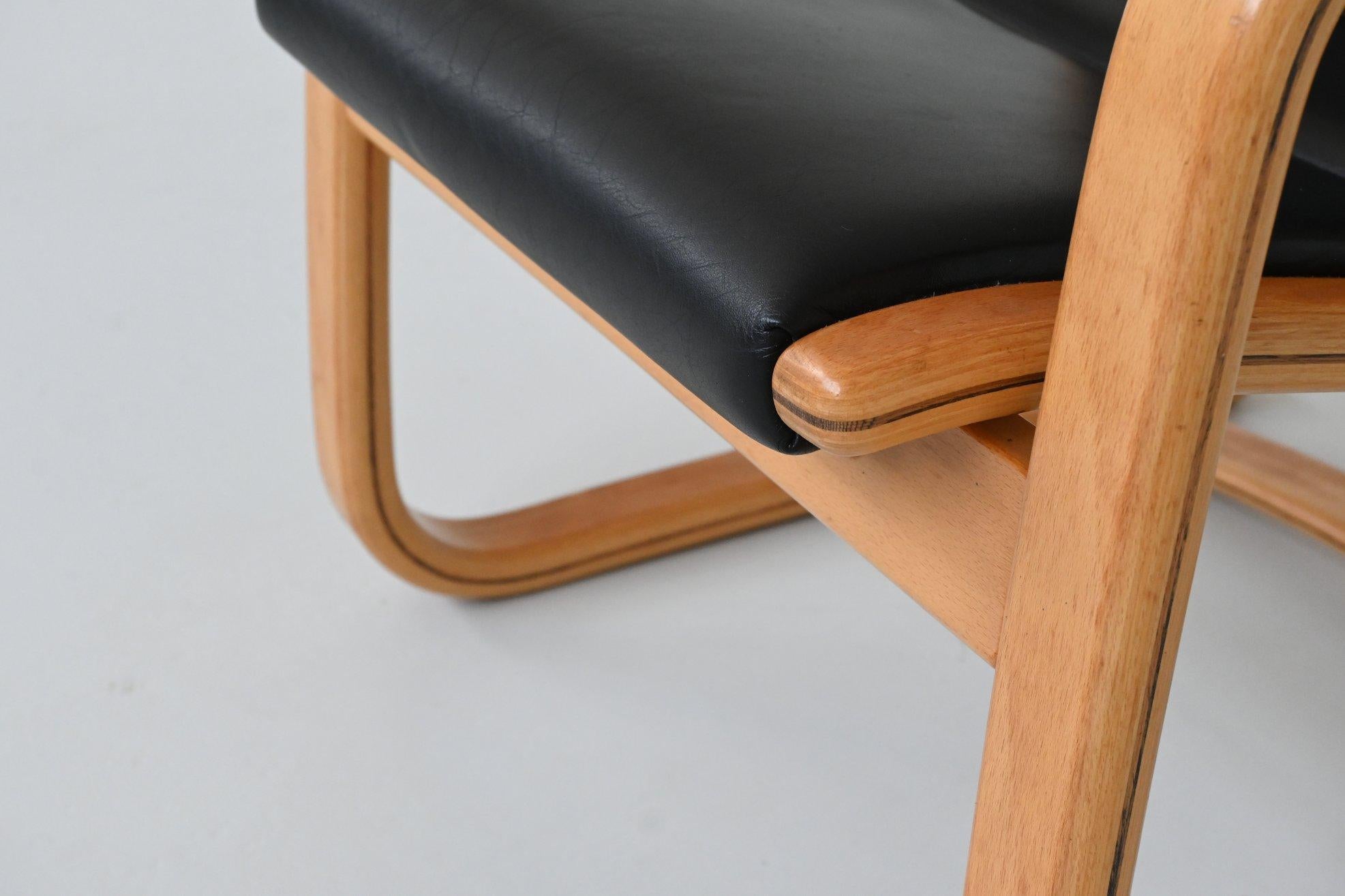 Yngve Ekstrom Lamello lounge chairs in leather Swedese Sweden 1960 6