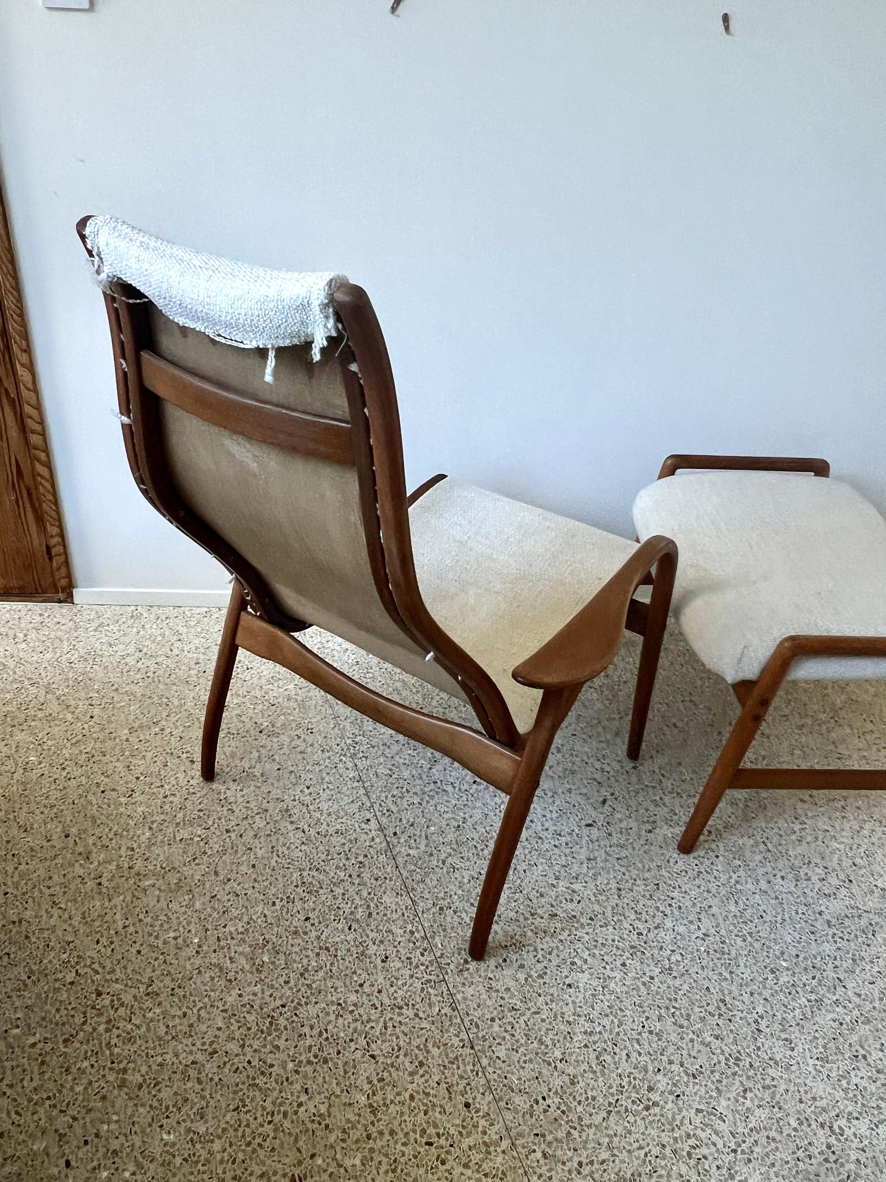 Yngve Ekström Lamino Armchair with Stool / Ottoman for Swedese Circa 1950 2