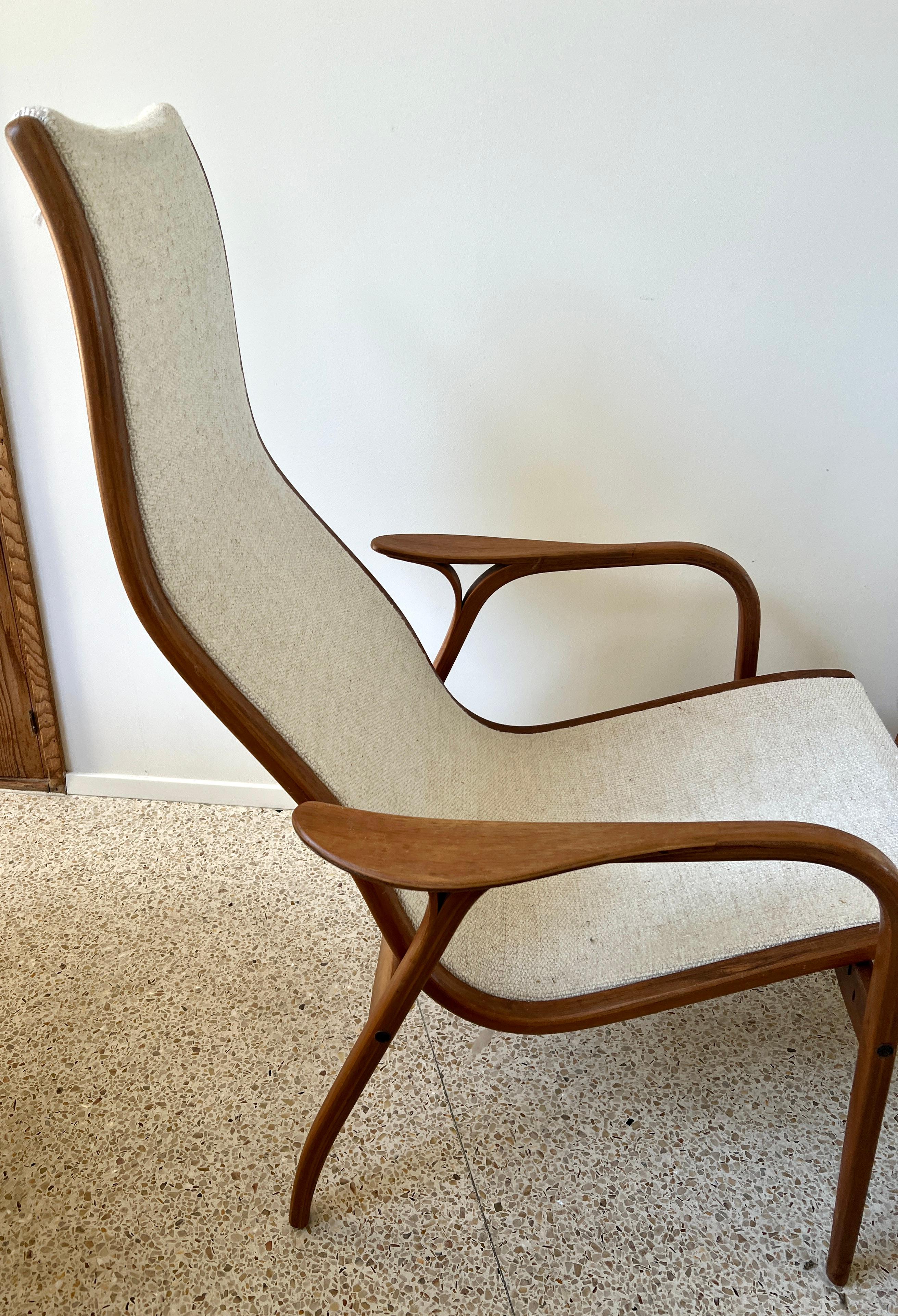 Hand-Crafted Yngve Ekström Lamino Armchair with Stool / Ottoman for Swedese Circa 1950 For Sale