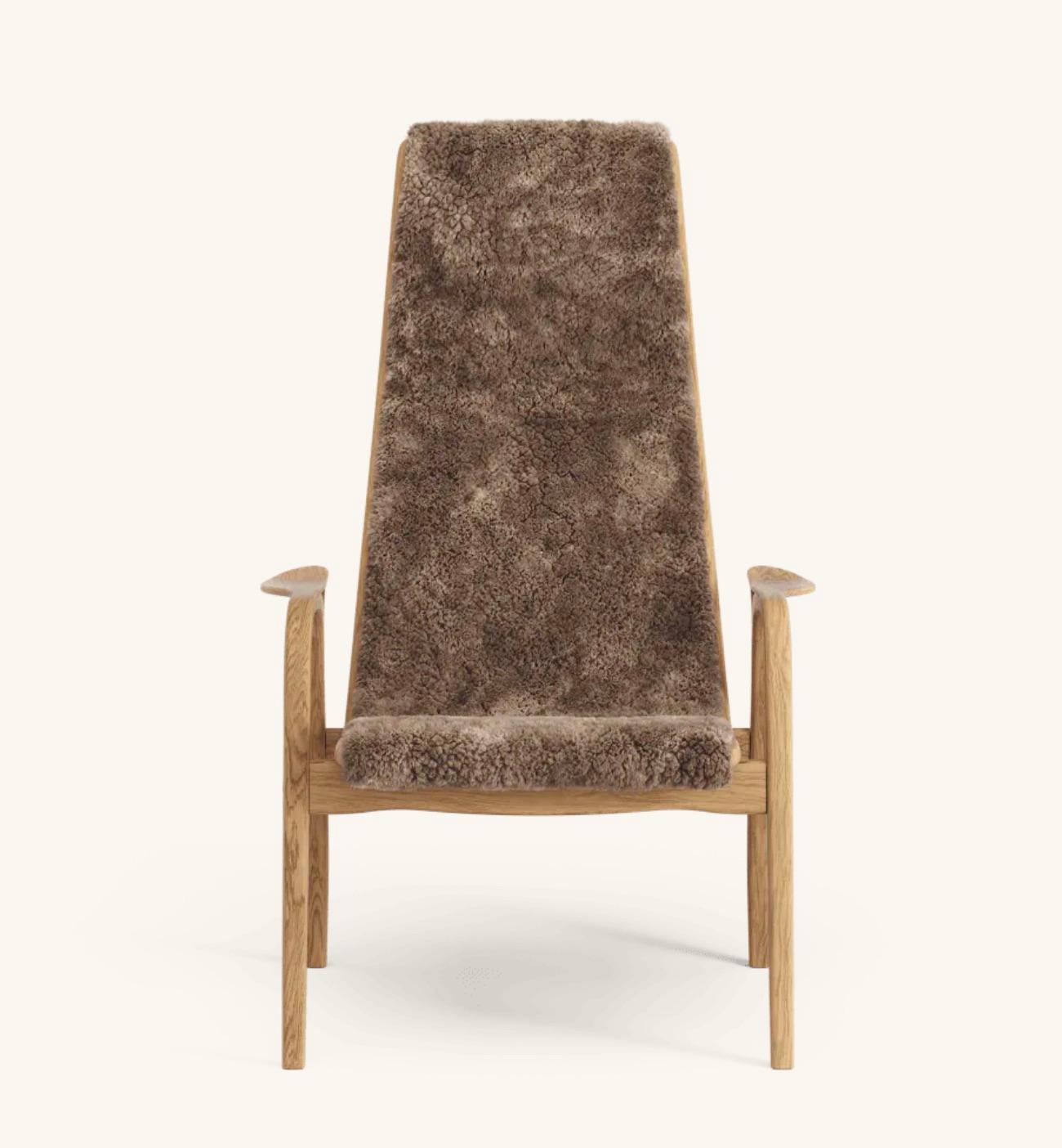 Yngve Ekström Sillón Lamino de Swedese en roble y piel de oveja 'Sahara Sueco en venta