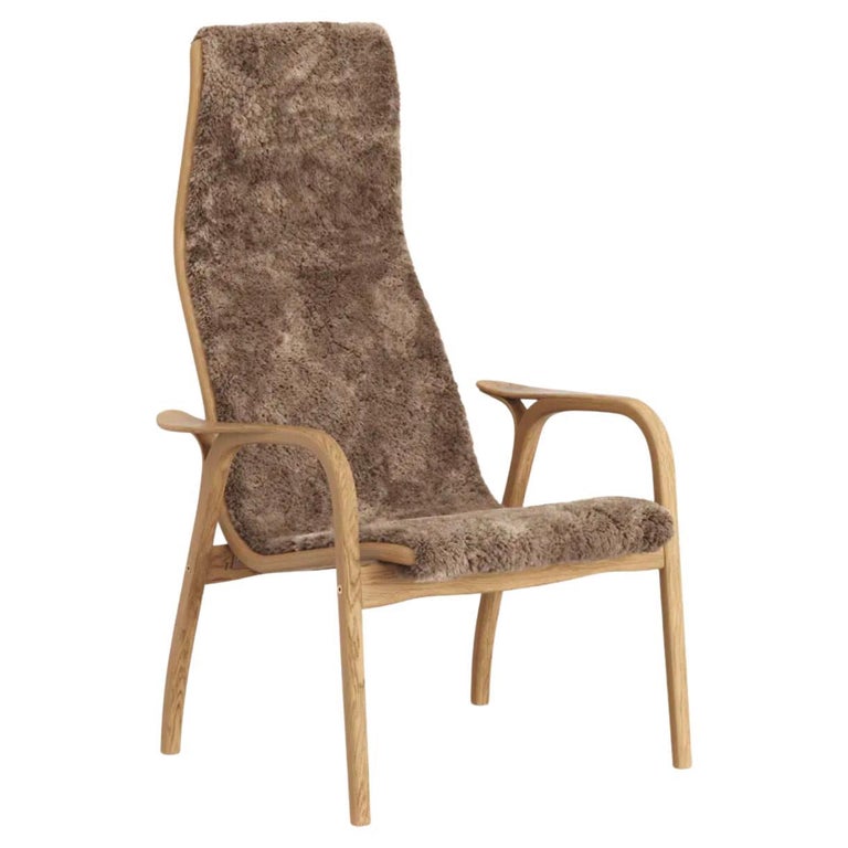 Yngve Ekström Lamino Easy Chair by Swedese in Oak and Sheepskin 'Sahara'  For Sale at 1stDibs
