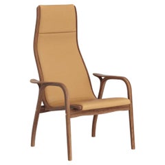 Yngve Ekström Lamino Easy Chair by Swedese in Walnut and Cognac Leather