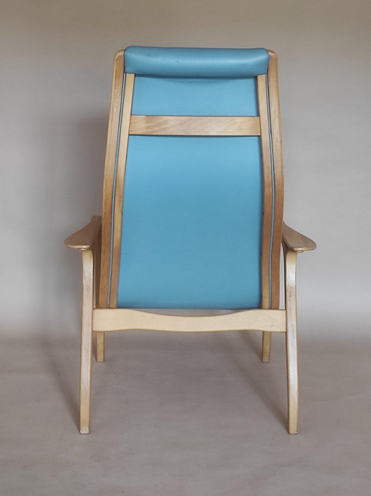 Yngve Ekstrom Lamino Longue Stuhl für Swedese 1960er Jahre (Leder) im Angebot