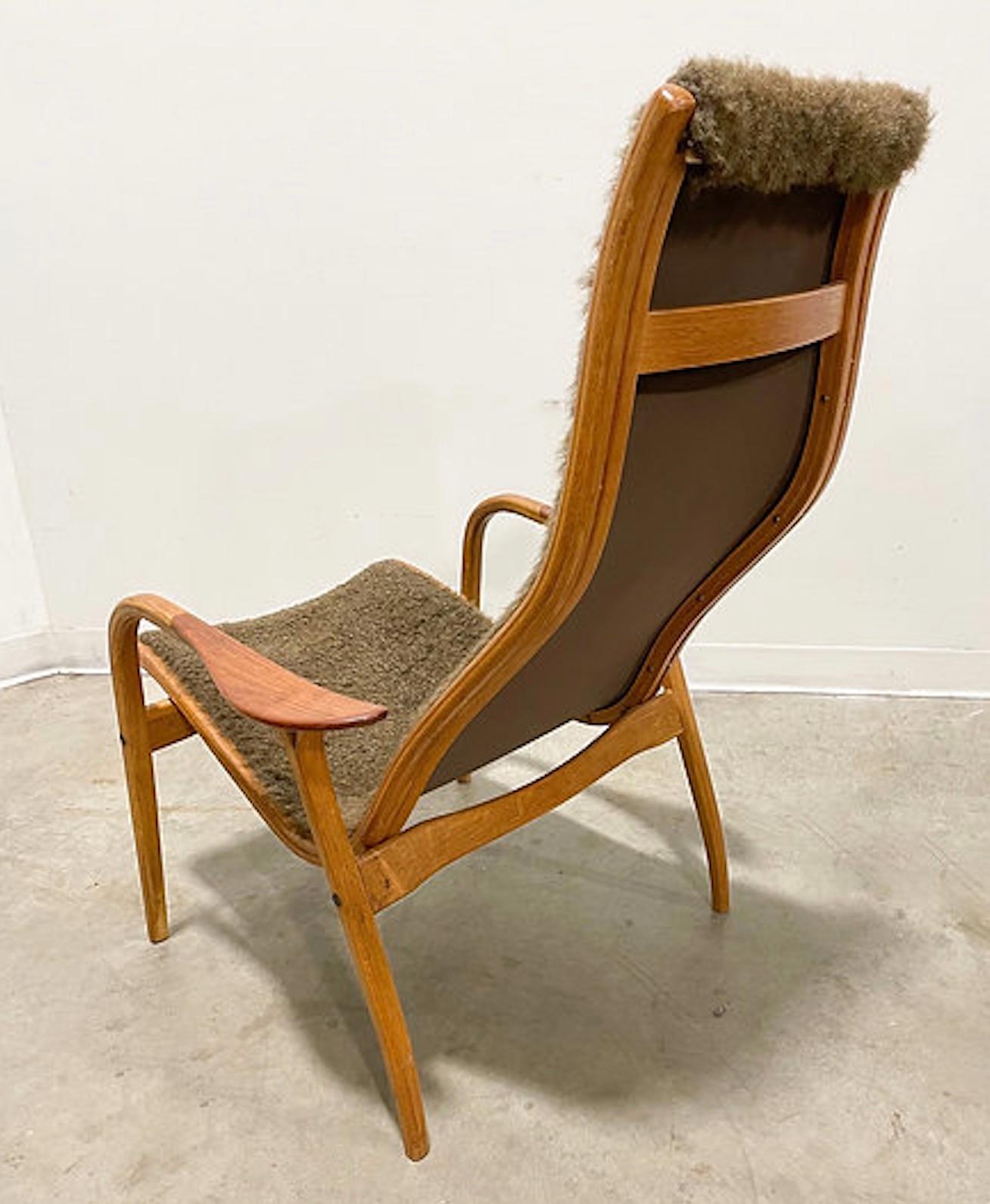 Swedish Yngve Ekstrom Lamino Lounge Chair in Sheepskin