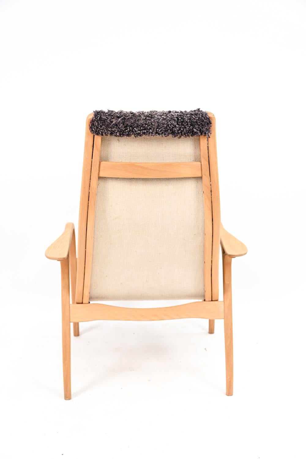 20th Century Yngve Ekstrom Lamino Lounge Chair in Sheepskin