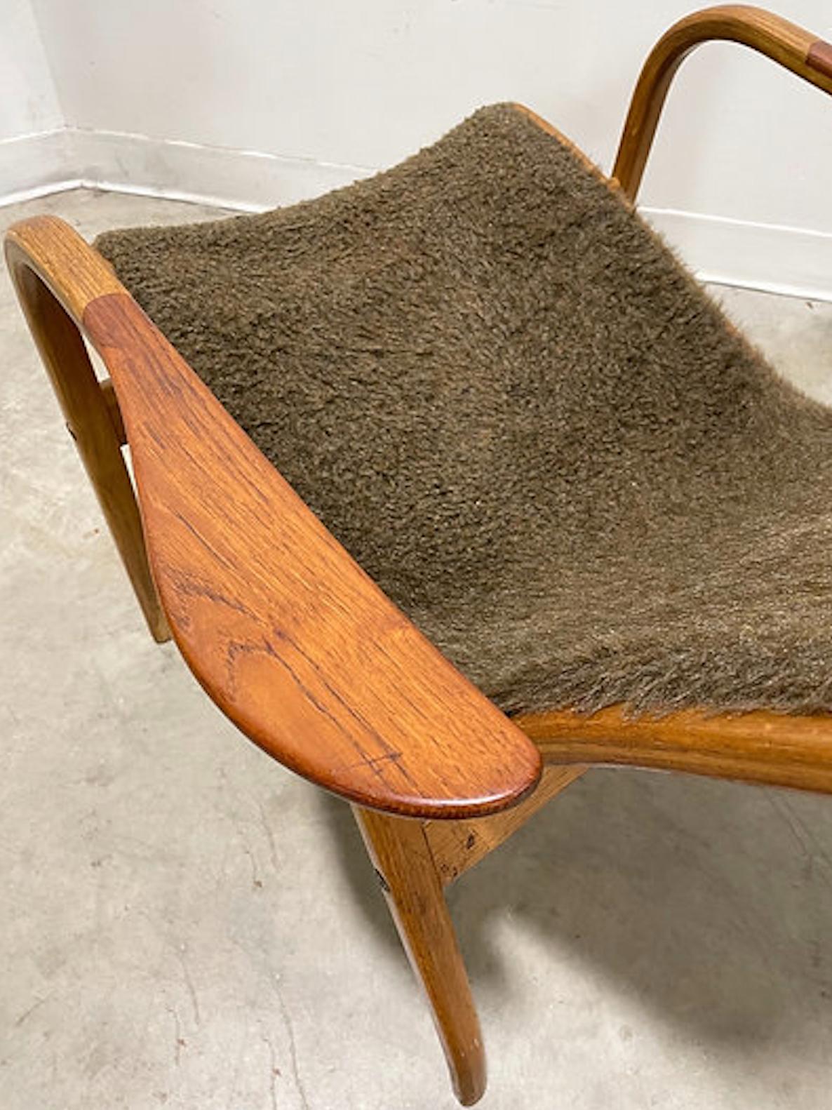 20th Century Yngve Ekstrom Lamino Lounge Chair in Sheepskin